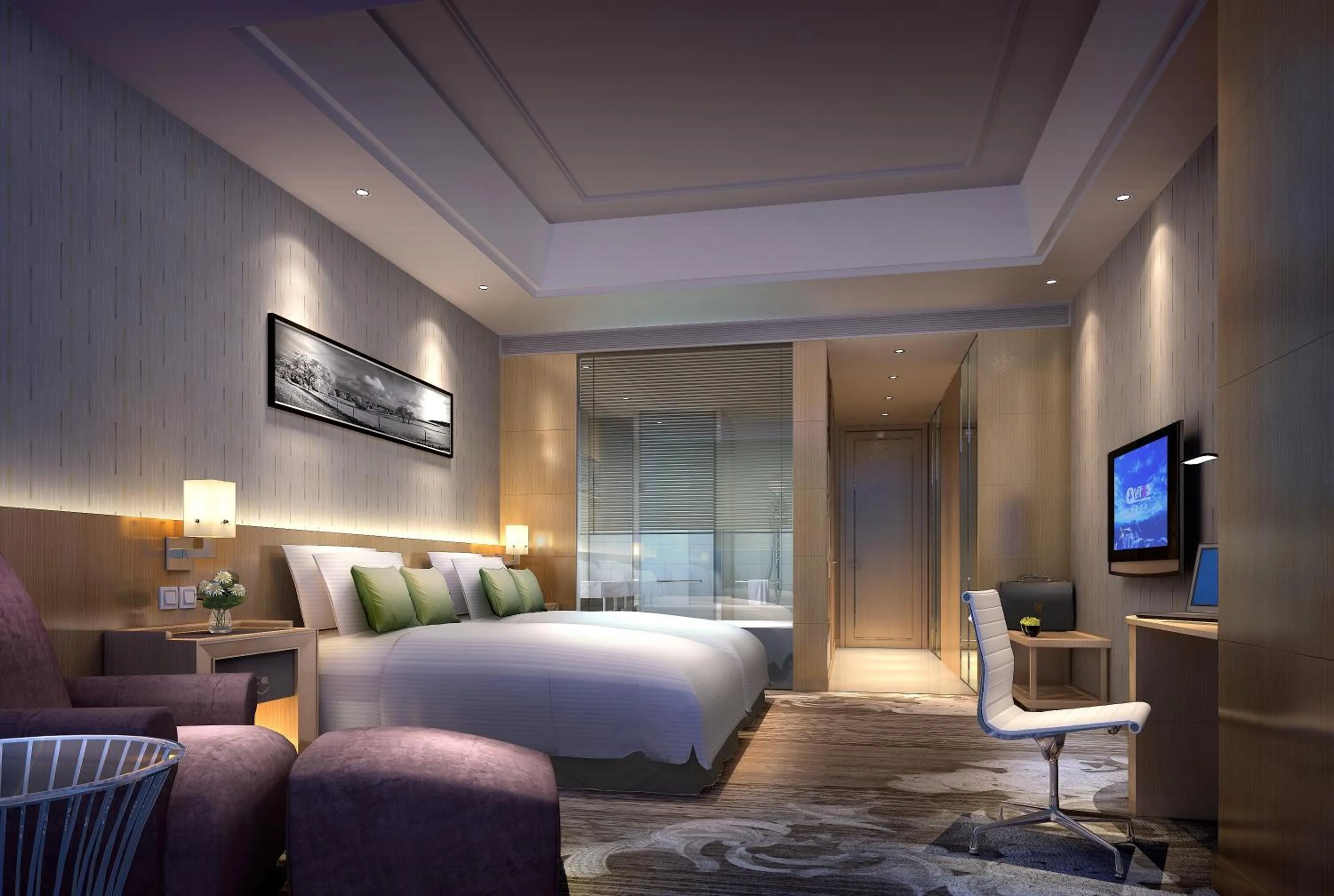 Photo of the whole room, Bed in Yangzhong Firth Jinling Grand Hotel