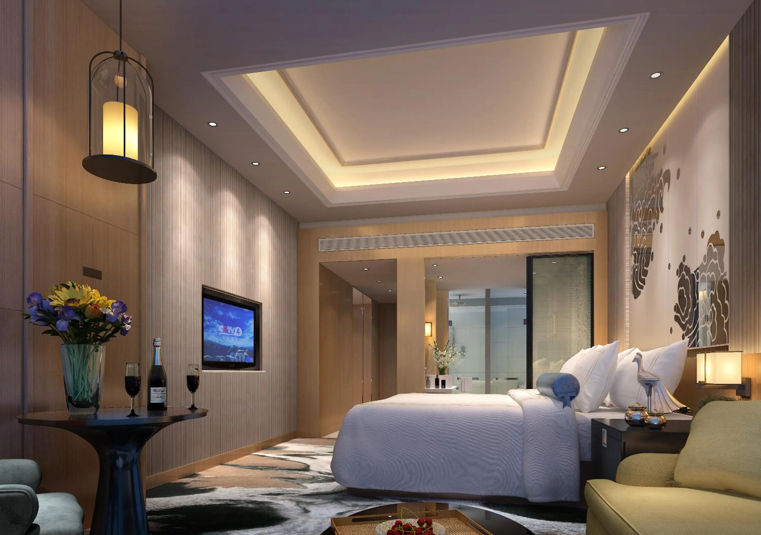Photo of the whole room, Bed in Yangzhong Firth Jinling Grand Hotel
