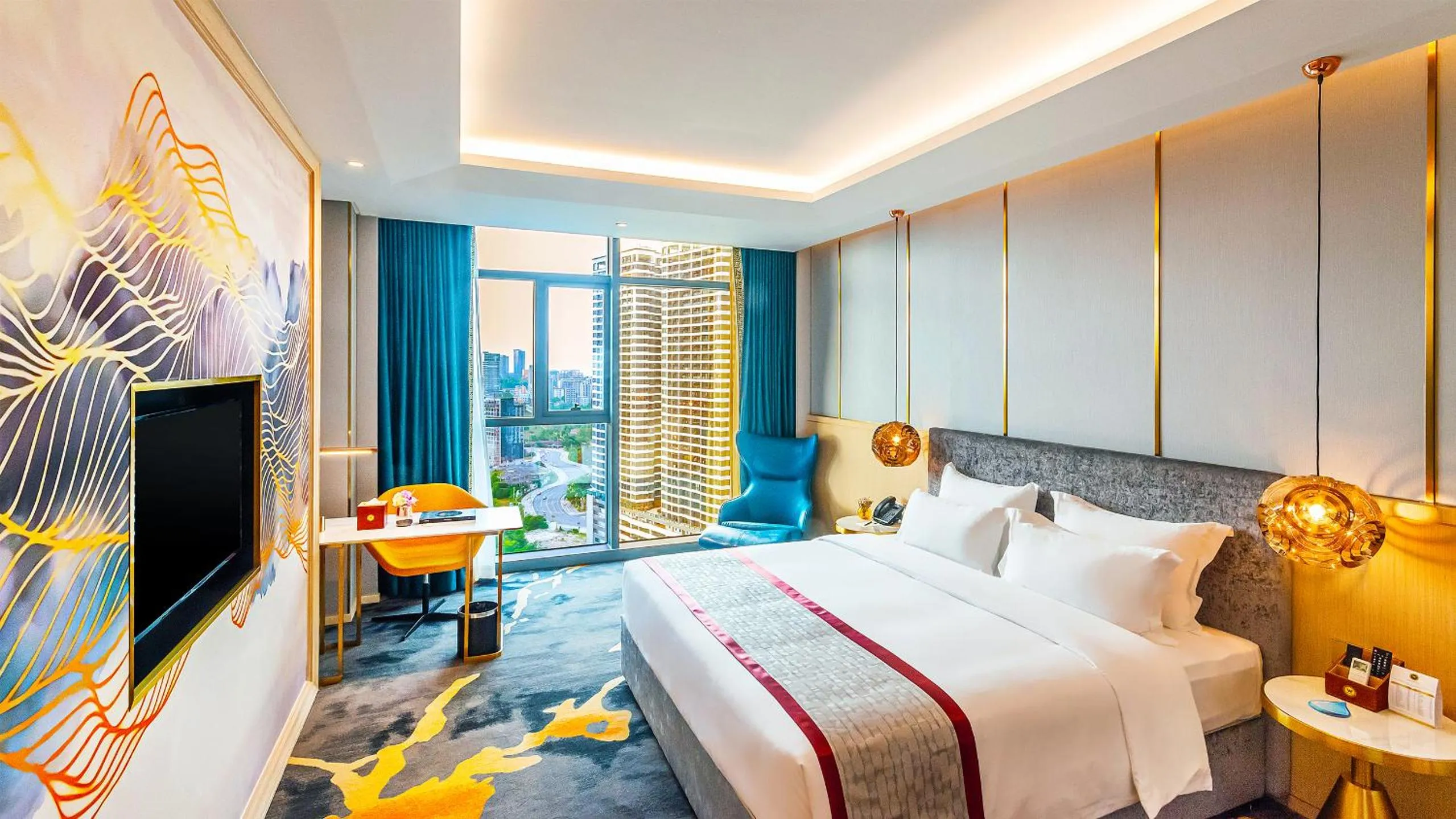 View (from property/room), Bed in Won Majestic Hotel Cambodia