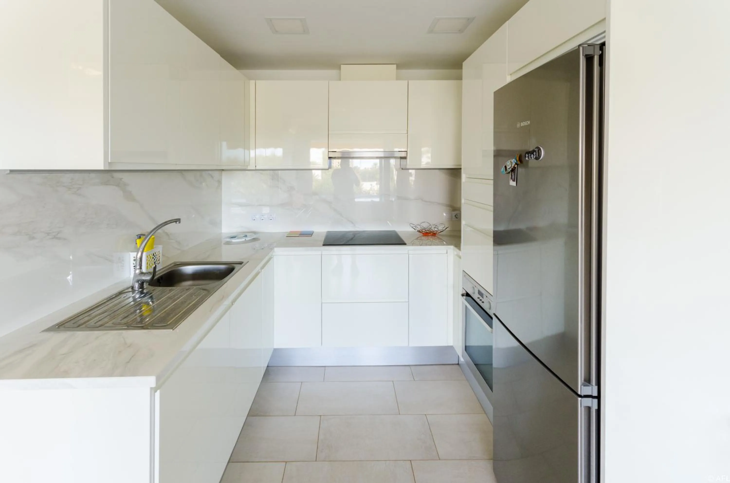 Kitchen or kitchenette in Holiday apartment with direct sea promenade access