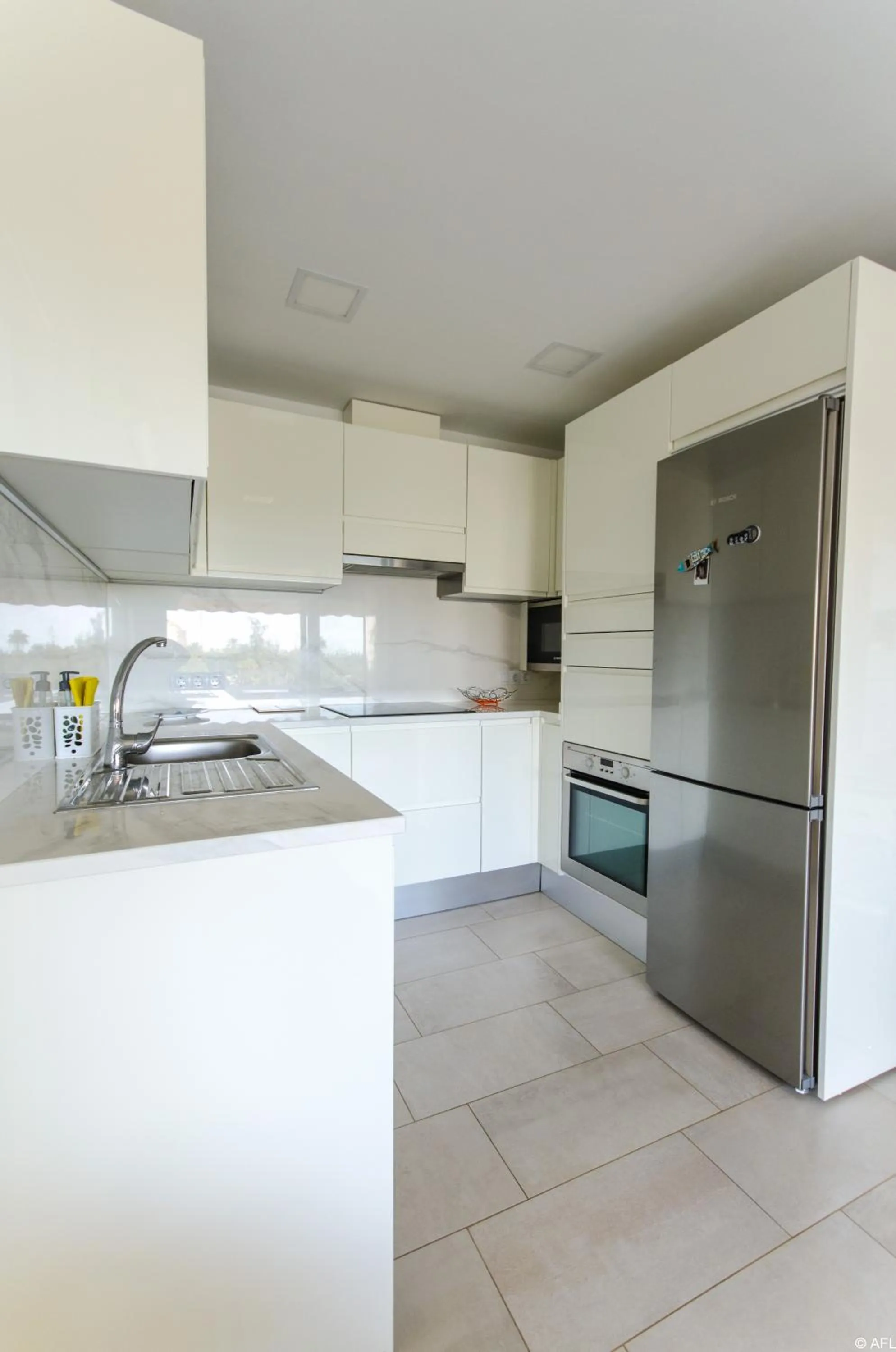 Kitchen or kitchenette in Holiday apartment with direct sea promenade access