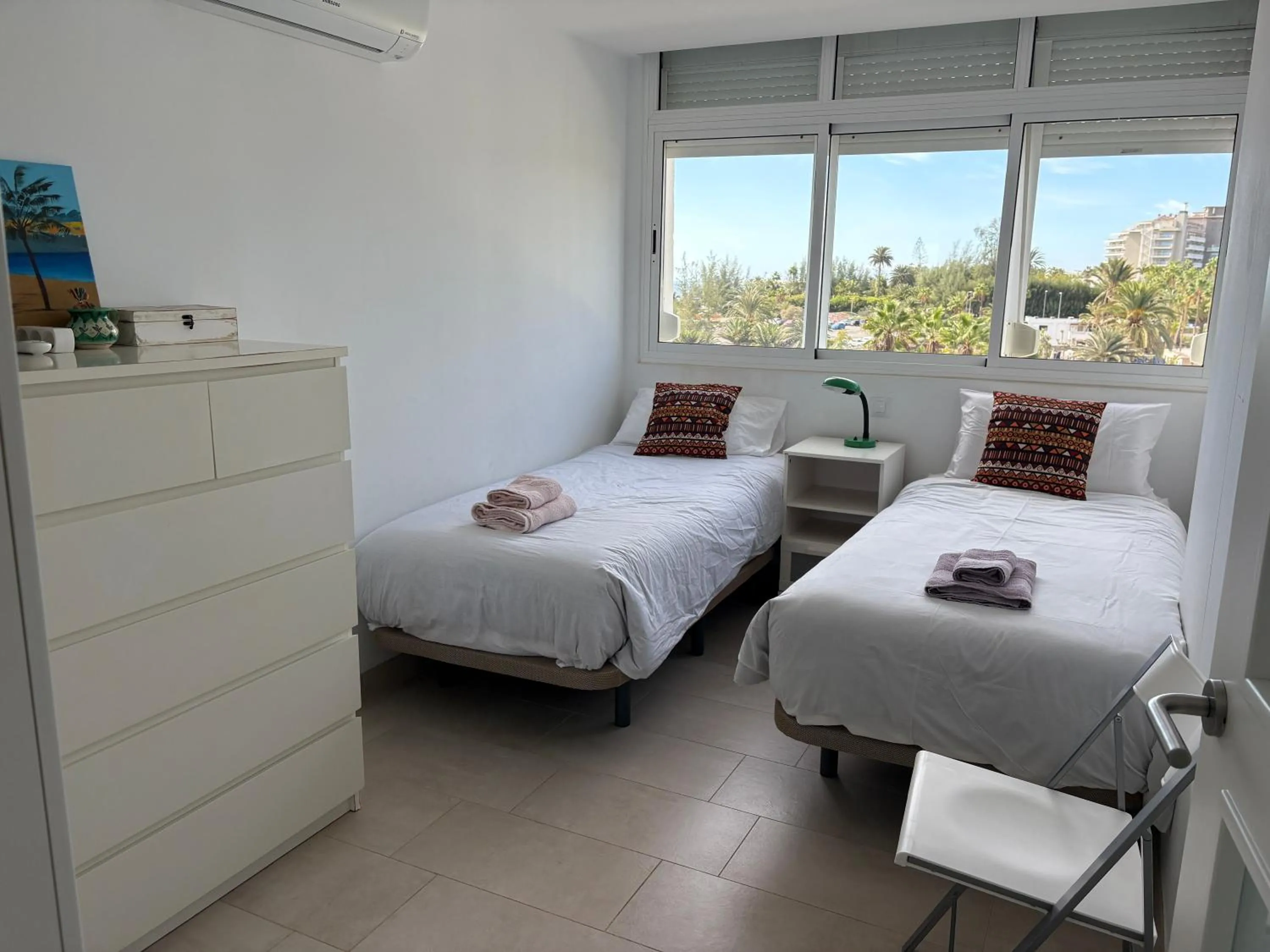 Bedroom, Bed in Holiday apartment with direct sea promenade access