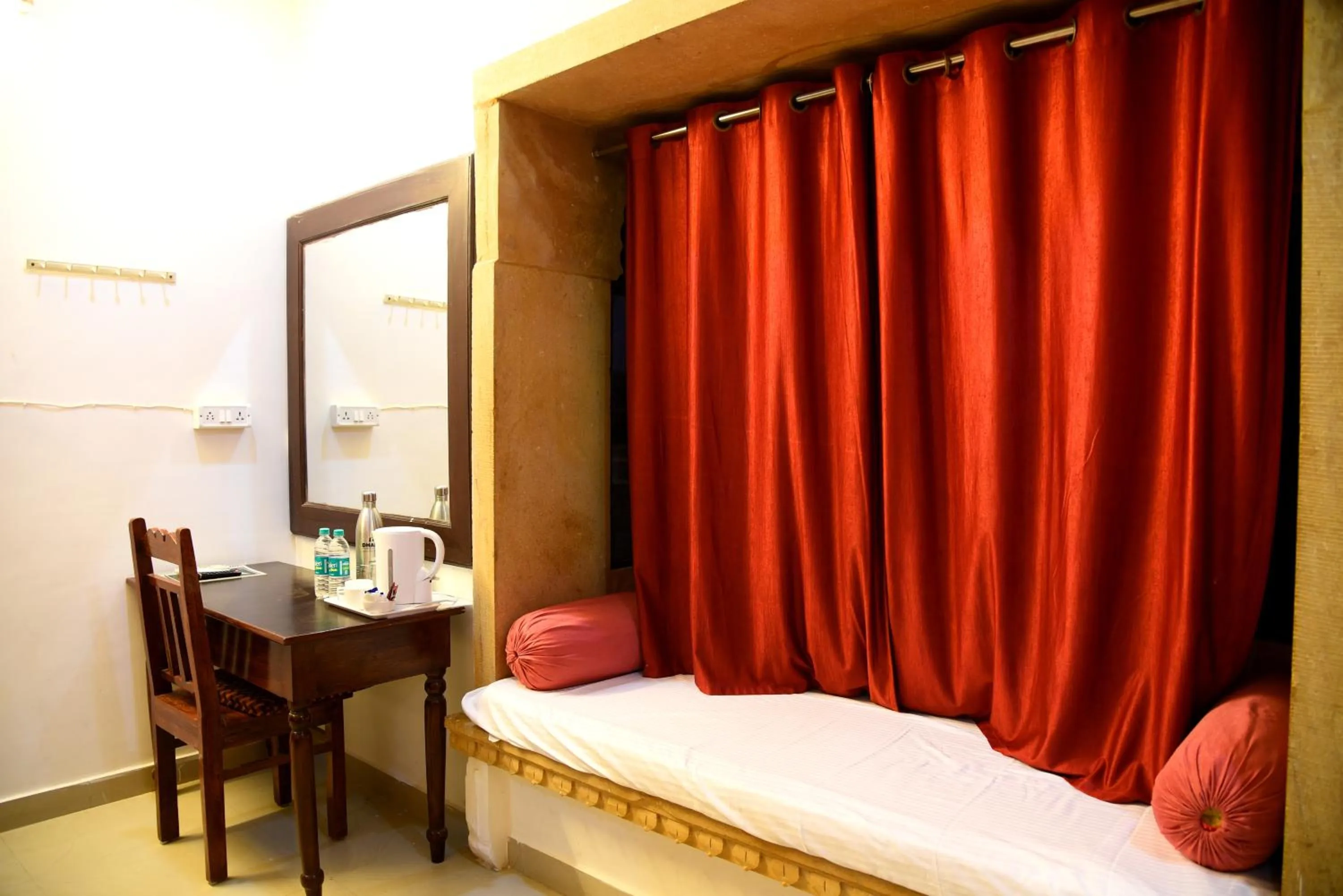 Balcony/Terrace, Bed in Hotel Marina Mahal with Swimming Pool