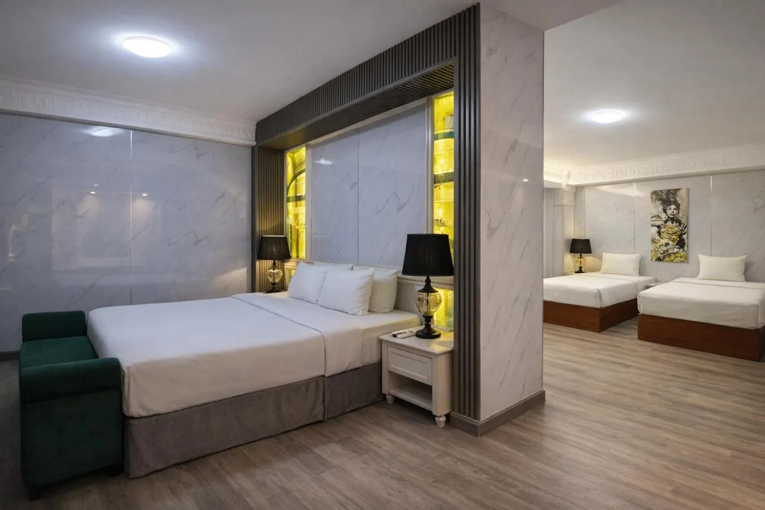 Bed in California Saigon Hotel & Rooftop Pool