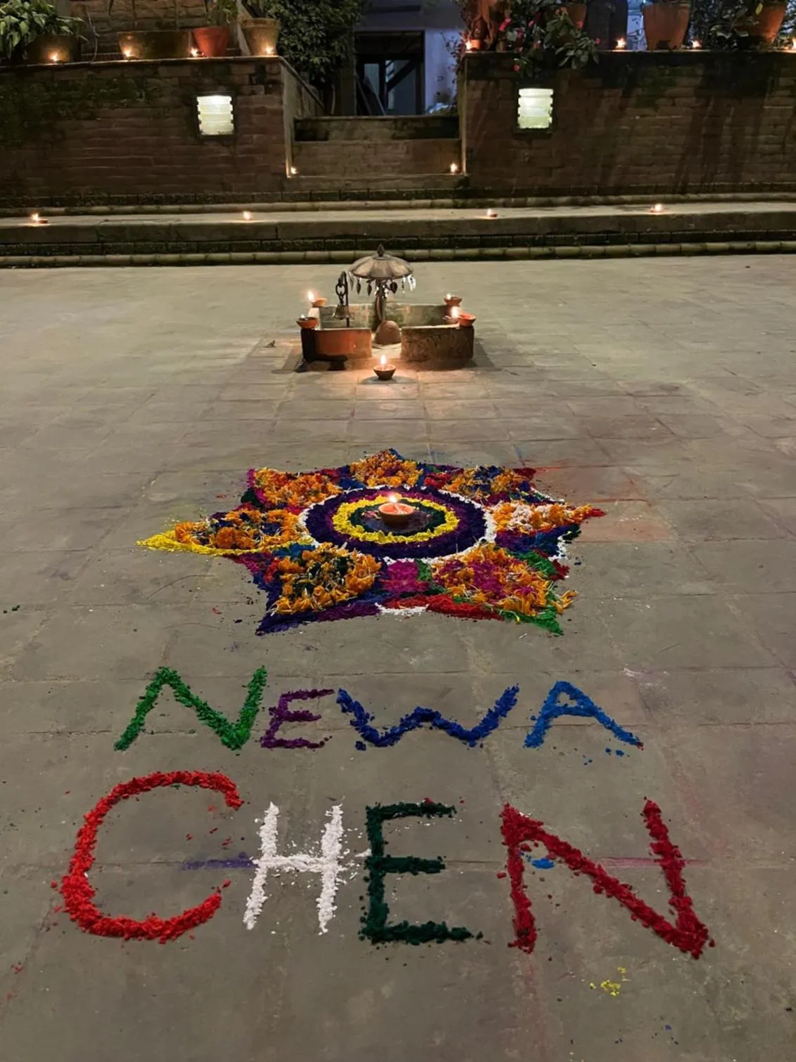 Inner courtyard view in Newa Chen Historic House UNESCO