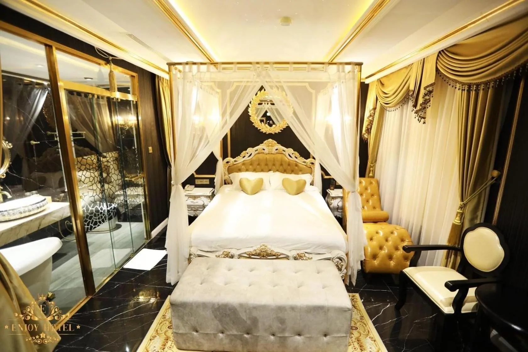 Bed in Enjoy Boutique Saigon Hotel