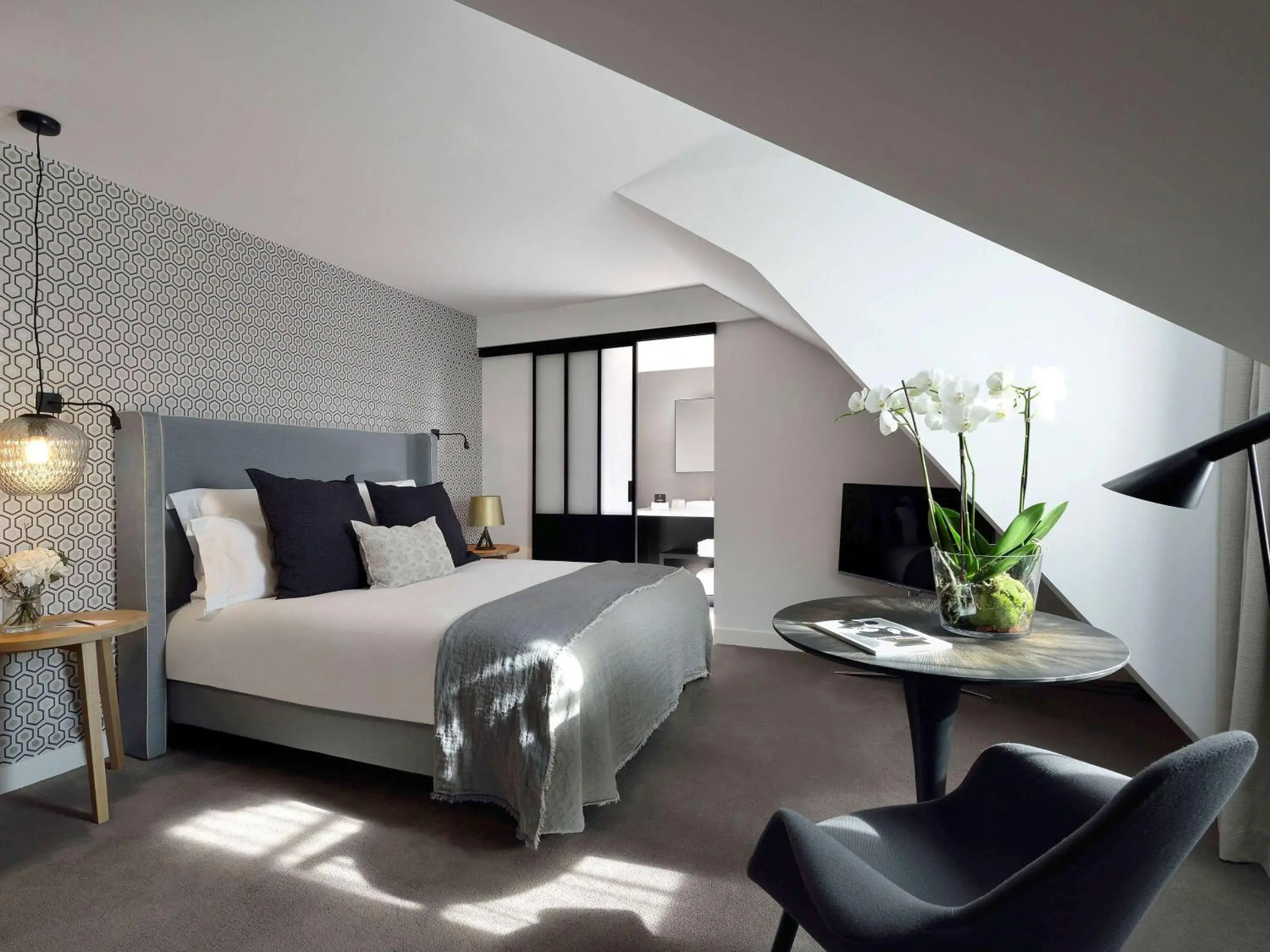 Bedroom, Bed in Balthazar Hotel & Spa Rennes - MGallery Collection Bedroom, Bed in Balthazar Hotel & Spa Rennes - MGallery Collection