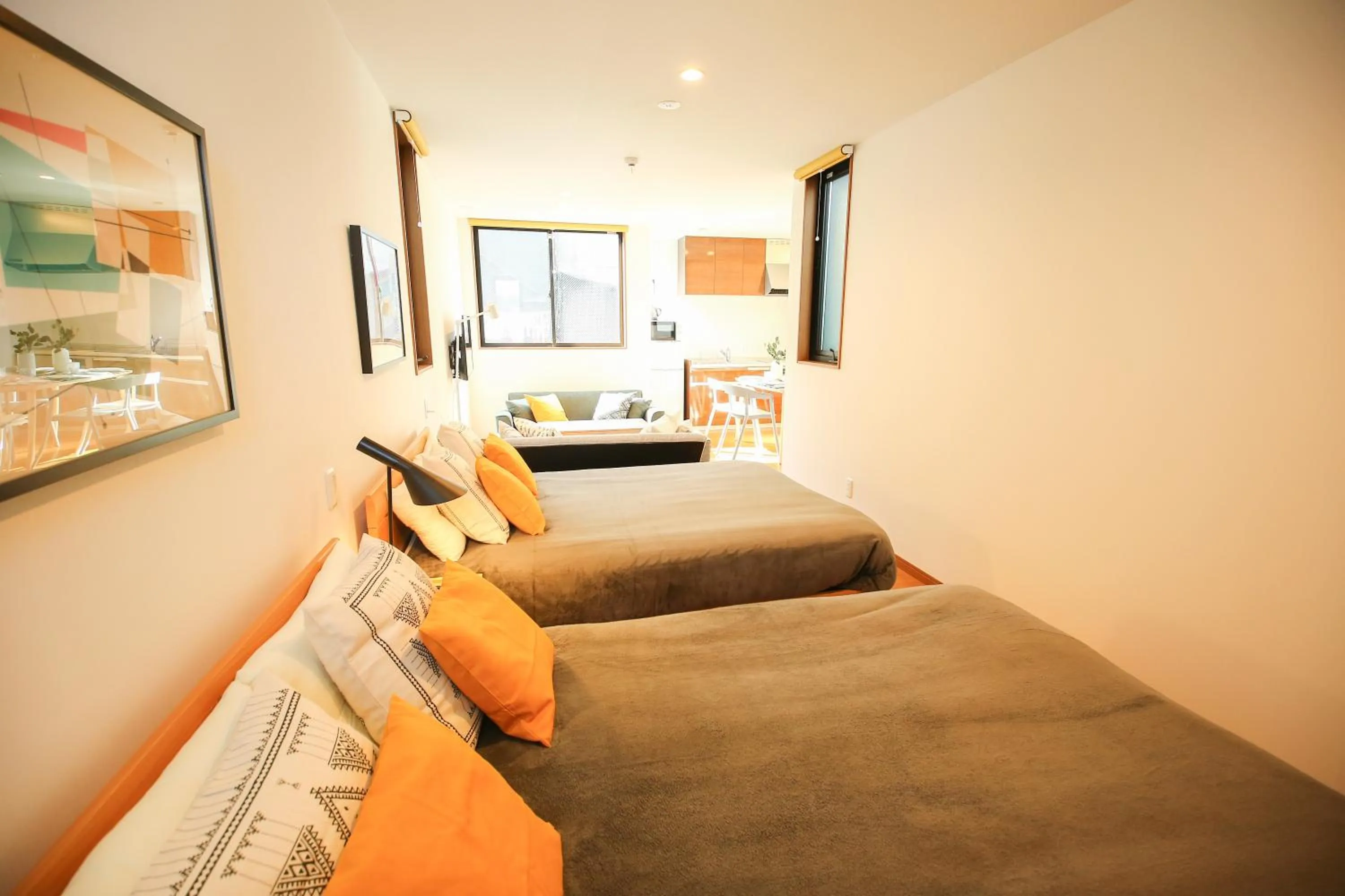 Bed in PrimeRoom別府 TATAMIsuite