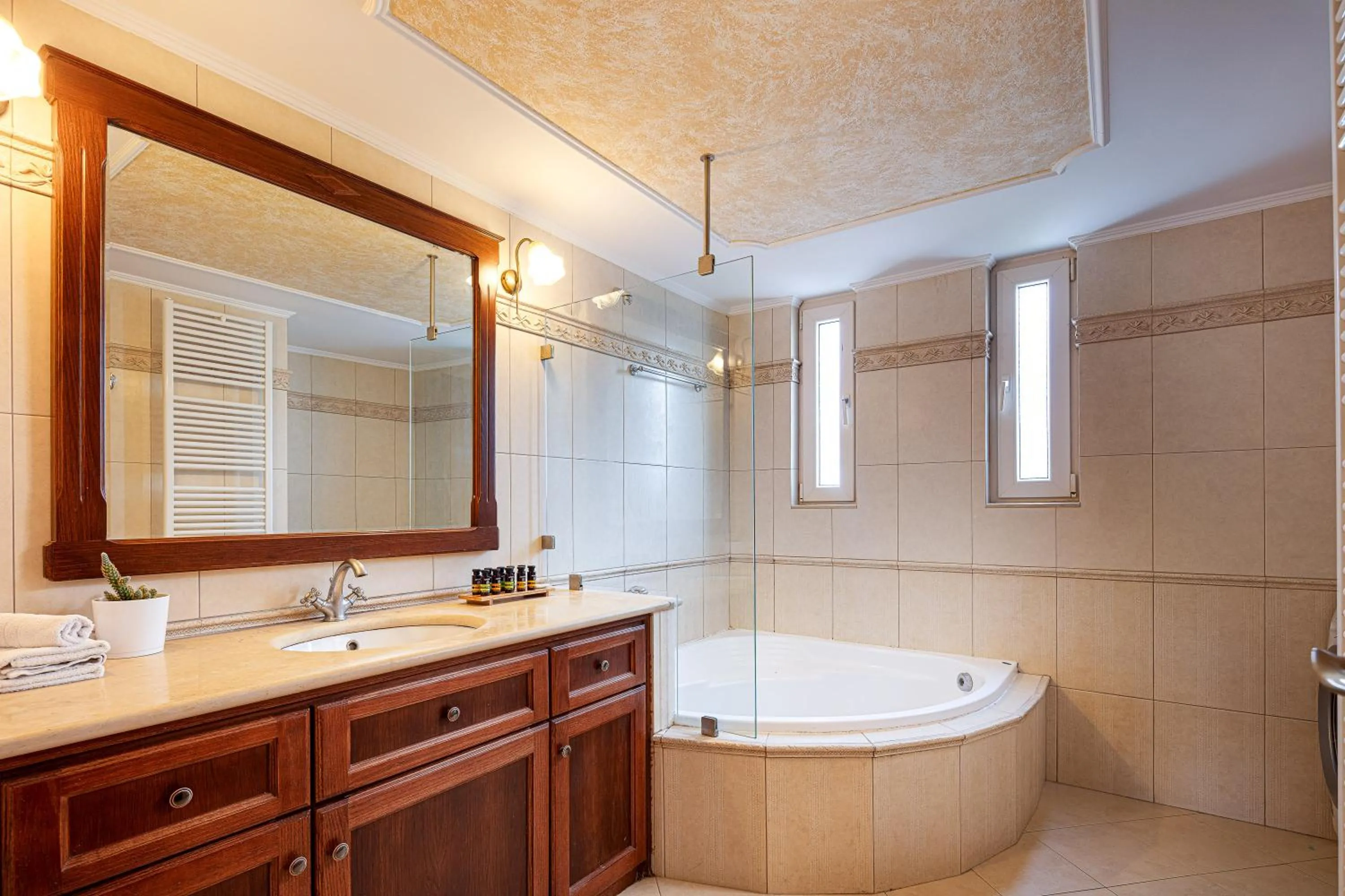 Shower in Eva & Dimitrios Villas, Captivating Oasis with Pools & BBQ, By ThinkVilla
