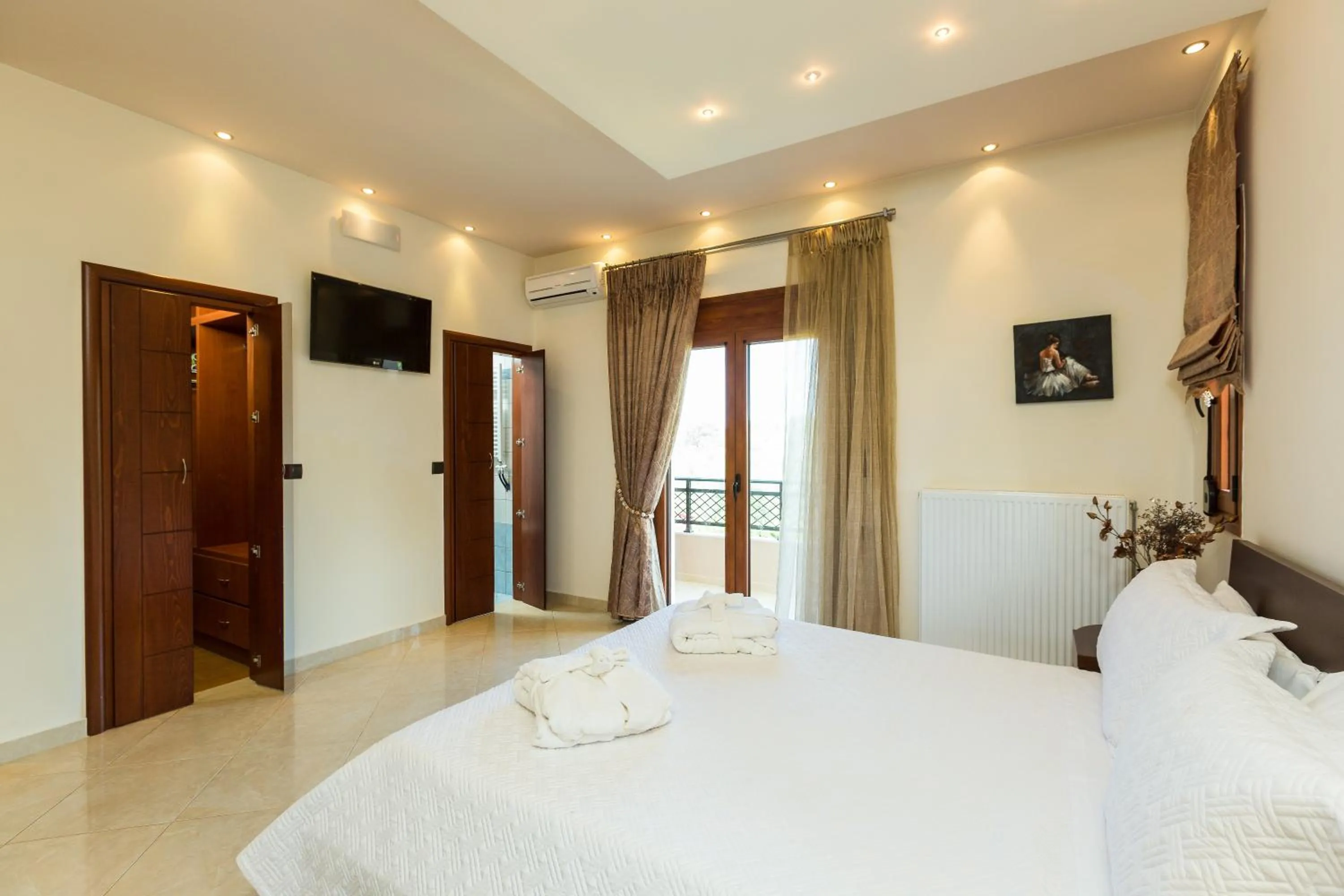 Day, Bed in Eva & Dimitrios Villas, Captivating Oasis with Pools & BBQ, By ThinkVilla
