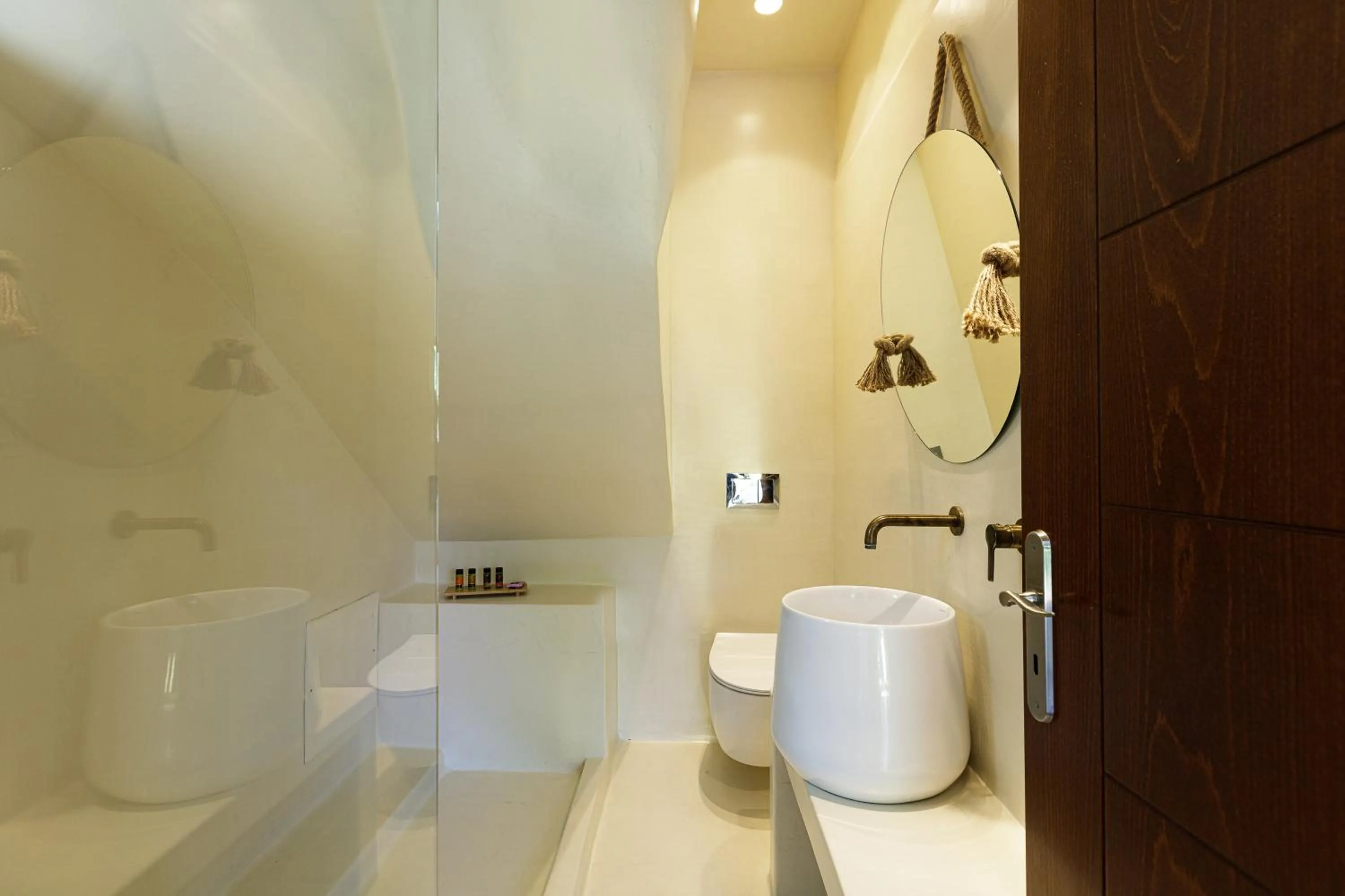 Shower in Eva & Dimitrios Villas, Captivating Oasis with Pools & BBQ, By ThinkVilla