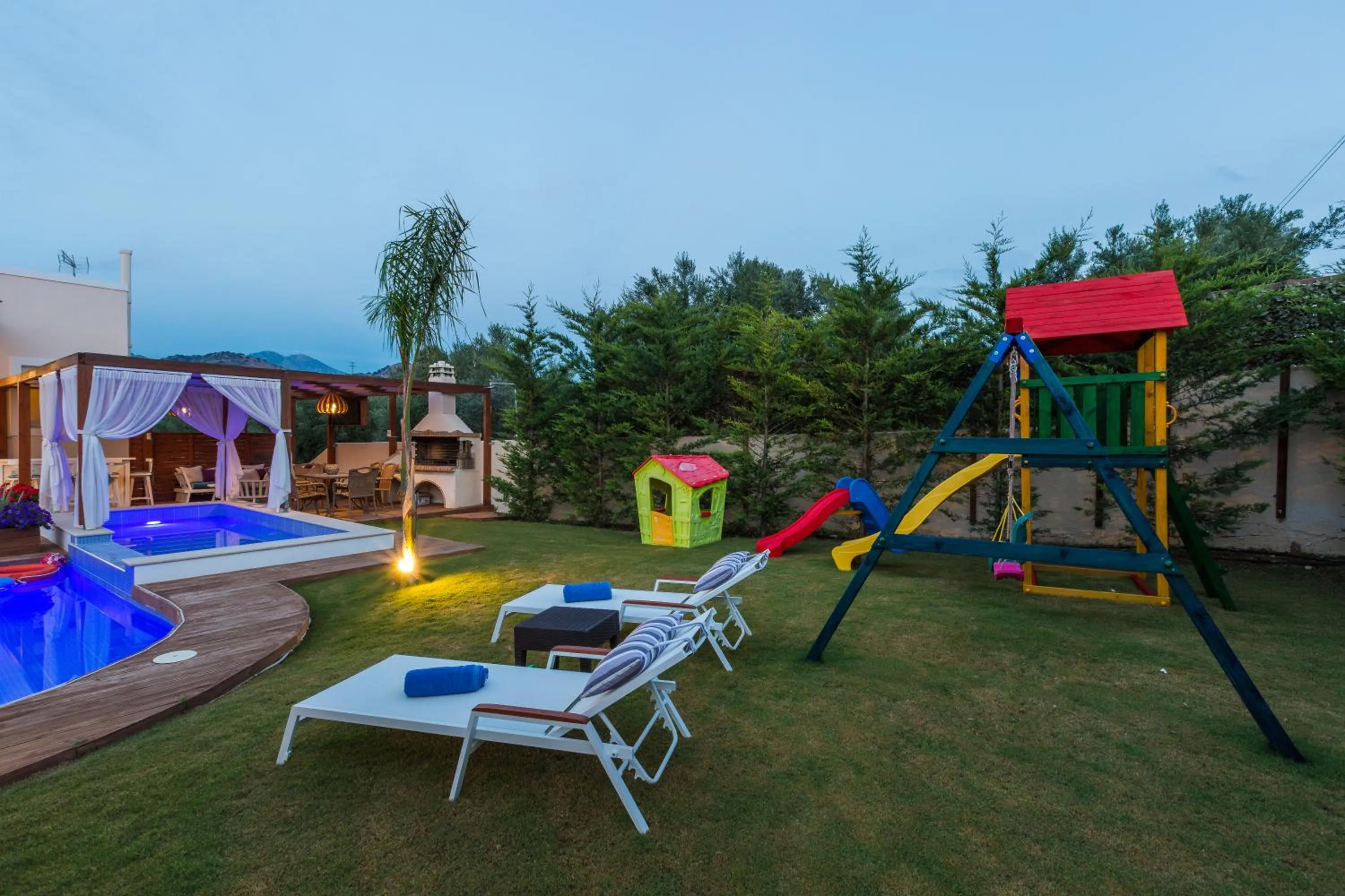Children play ground in Eva & Dimitrios Villas, Captivating Oasis with Pools & BBQ, By ThinkVilla