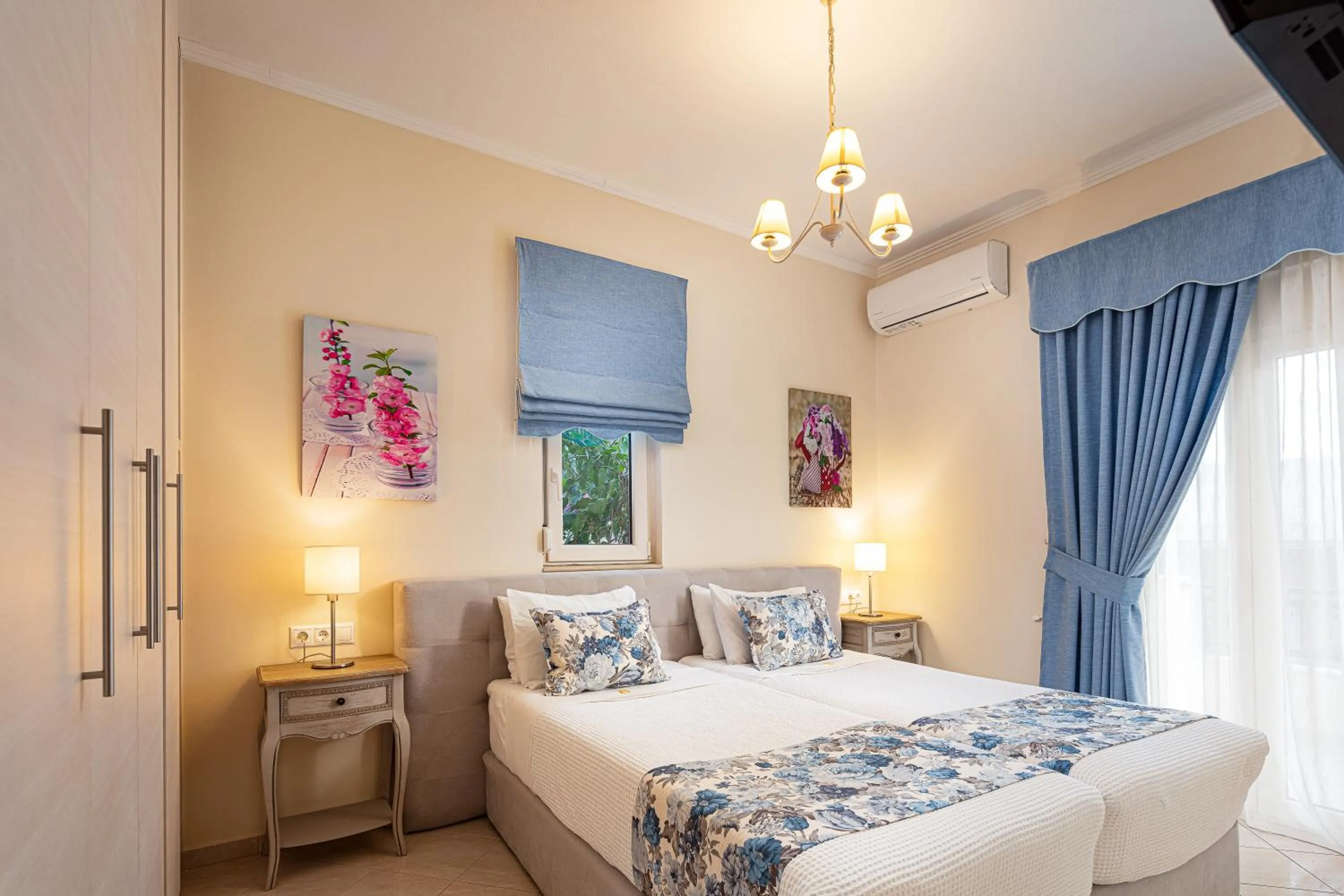 Bed in Eva & Dimitrios Villas, Captivating Oasis with Pools & BBQ, By ThinkVilla