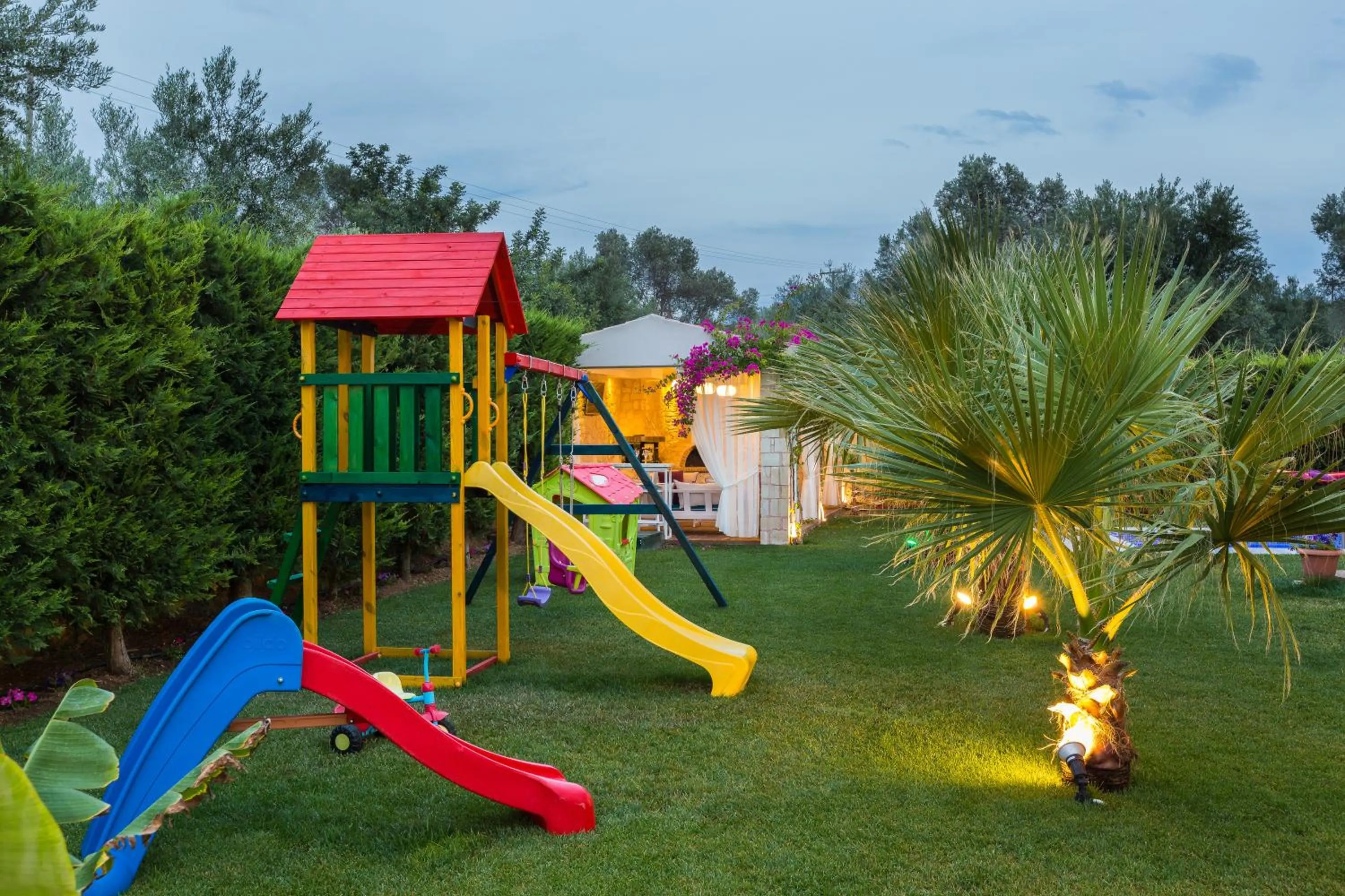 Children play ground in Eva & Dimitrios Villas, Captivating Oasis with Pools & BBQ, By ThinkVilla