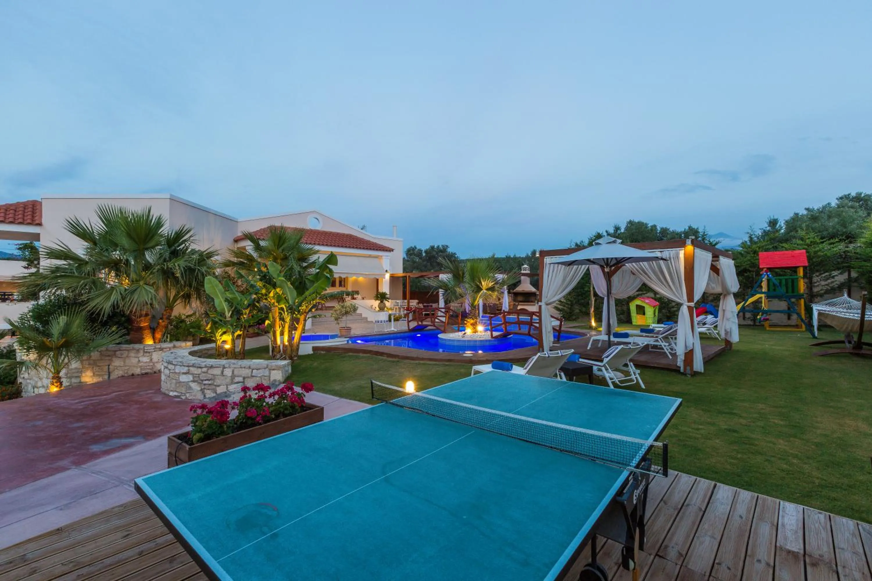 Garden in Eva & Dimitrios Villas, Captivating Oasis with Pools & BBQ, By ThinkVilla