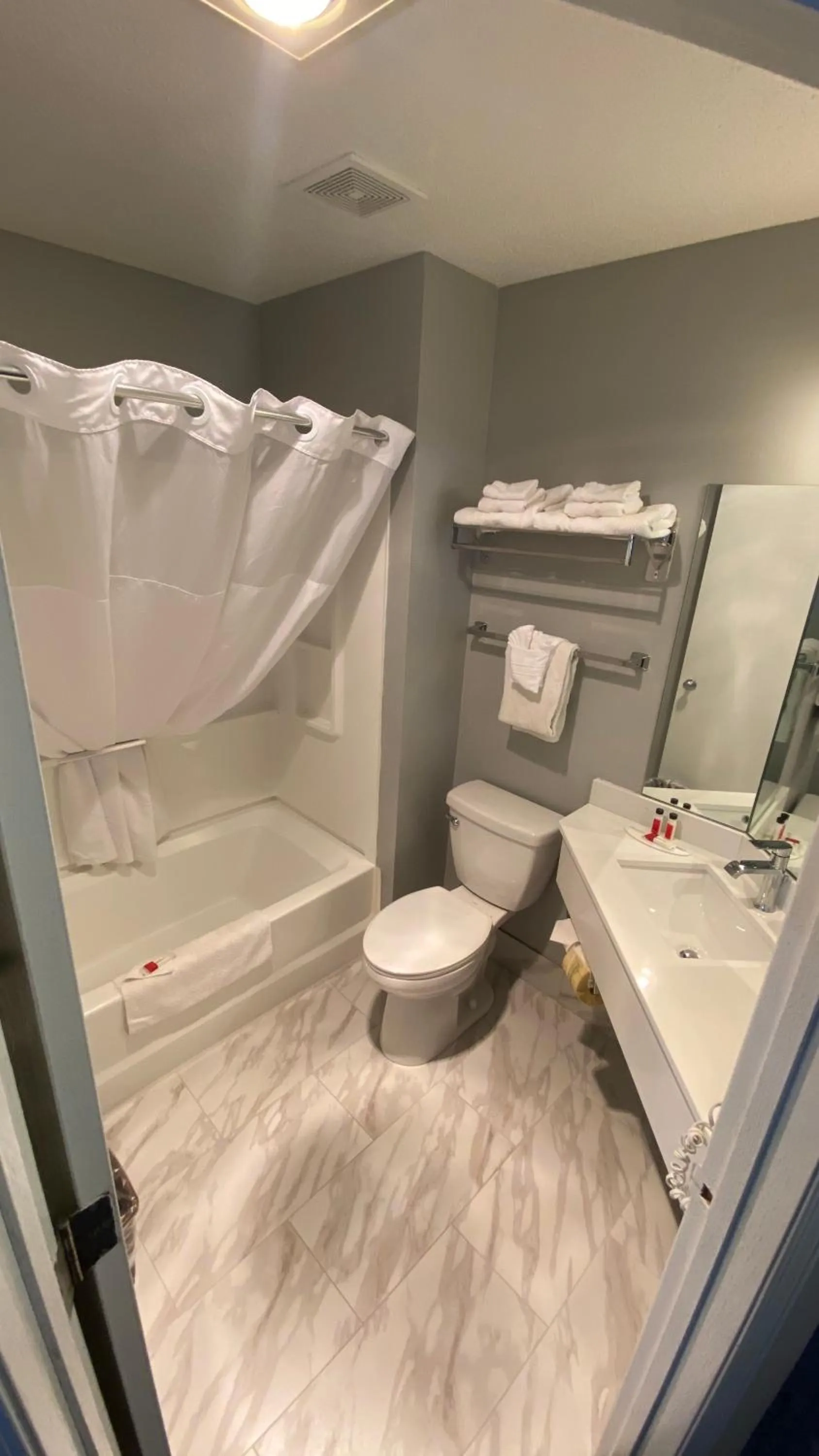 Bathroom in Super 8 by Wyndham Prairie Du Chien