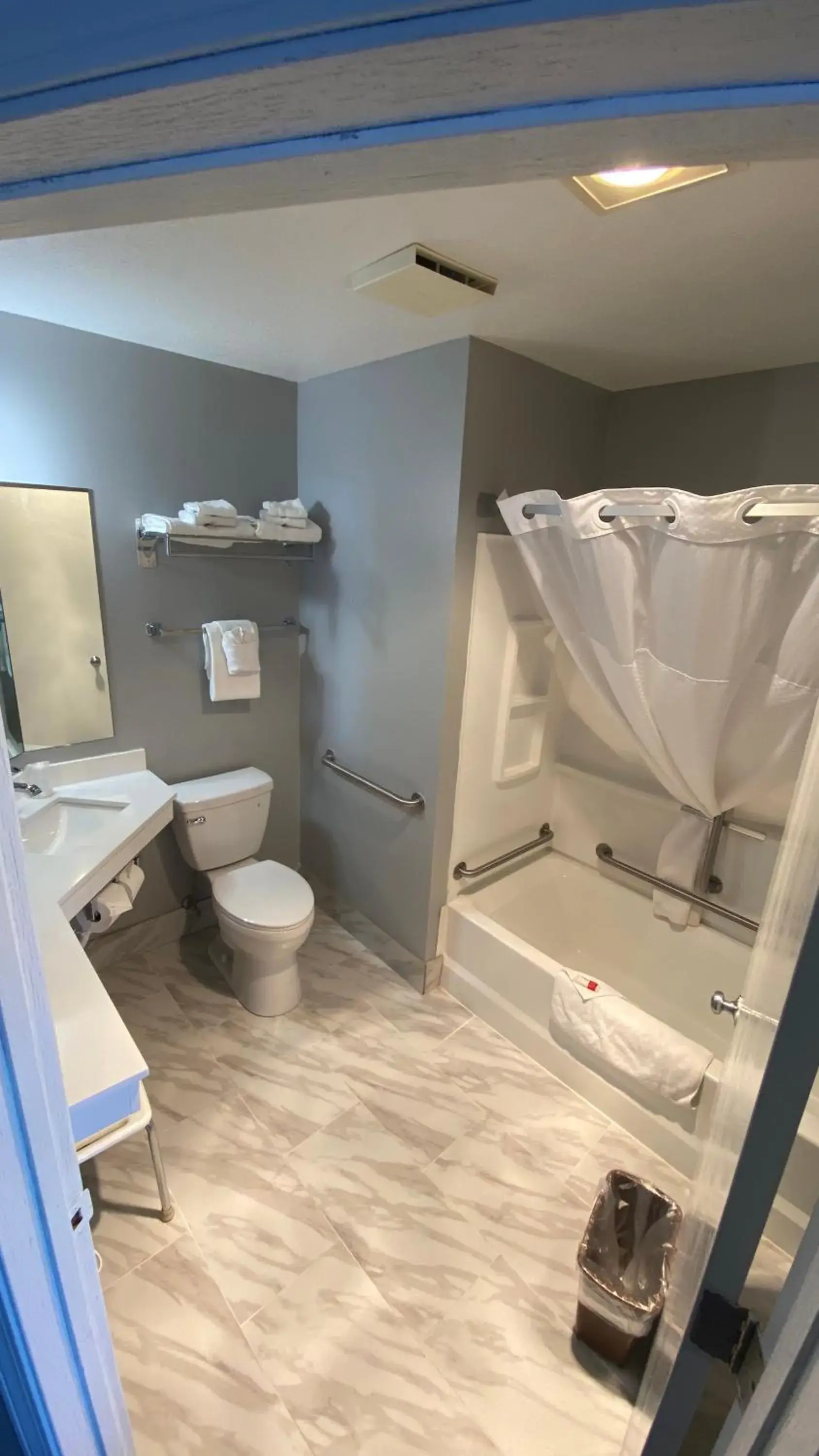 Bathroom in Super 8 by Wyndham Prairie Du Chien