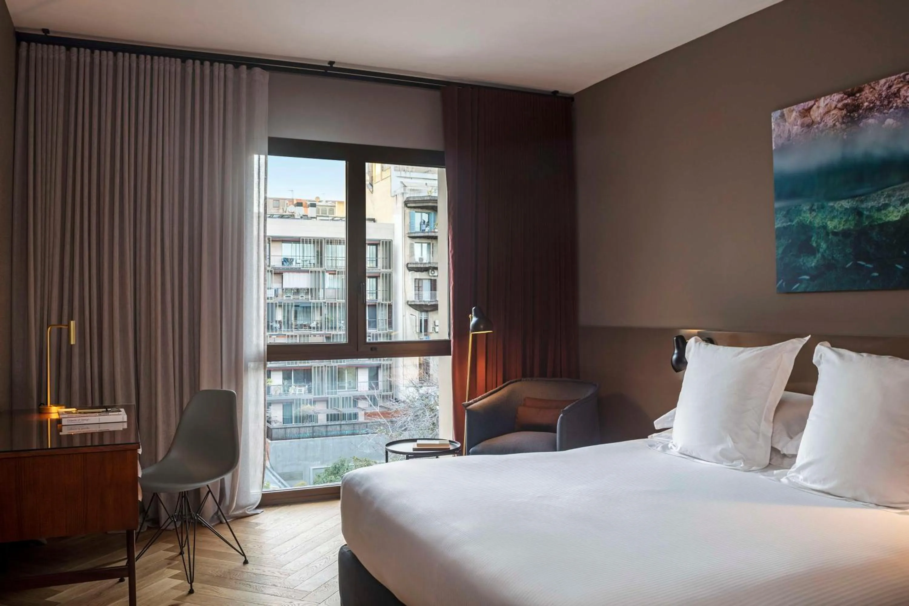 Bedroom, Bed in Alexandra Barcelona Hotel, Curio Collection by Hilton