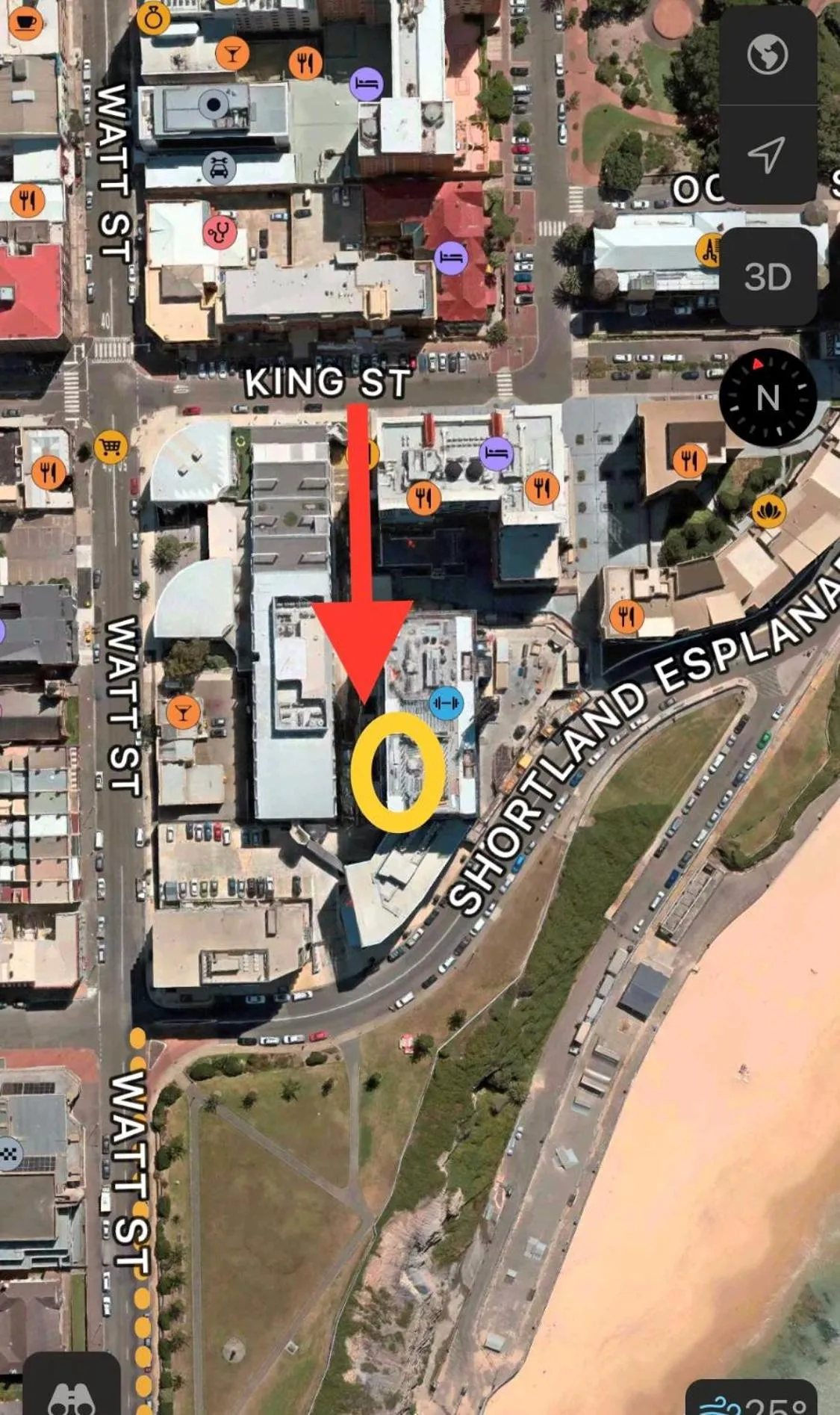 Parking in Arena Newcastle Beach