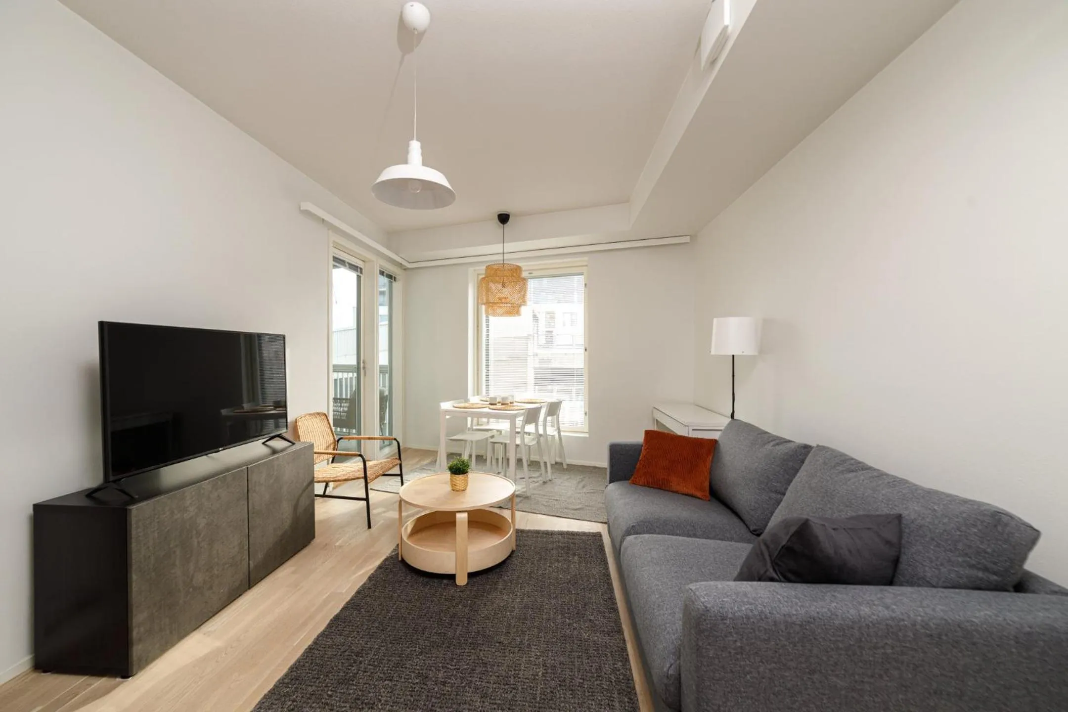 TV and multimedia in ULEABO Neat 48 m2 two-room flat with sauna