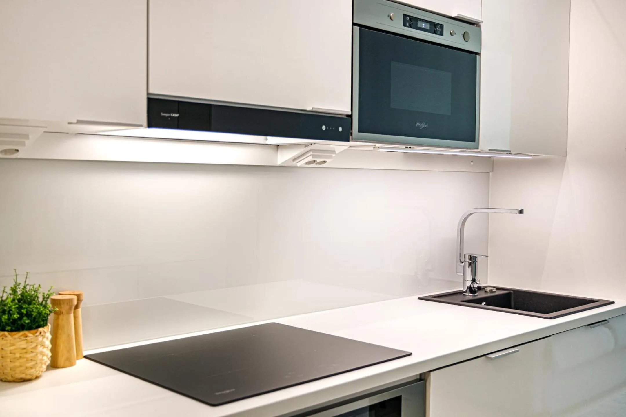 Kitchen or kitchenette in ULEABO Neat 48 m2 two-room flat with sauna