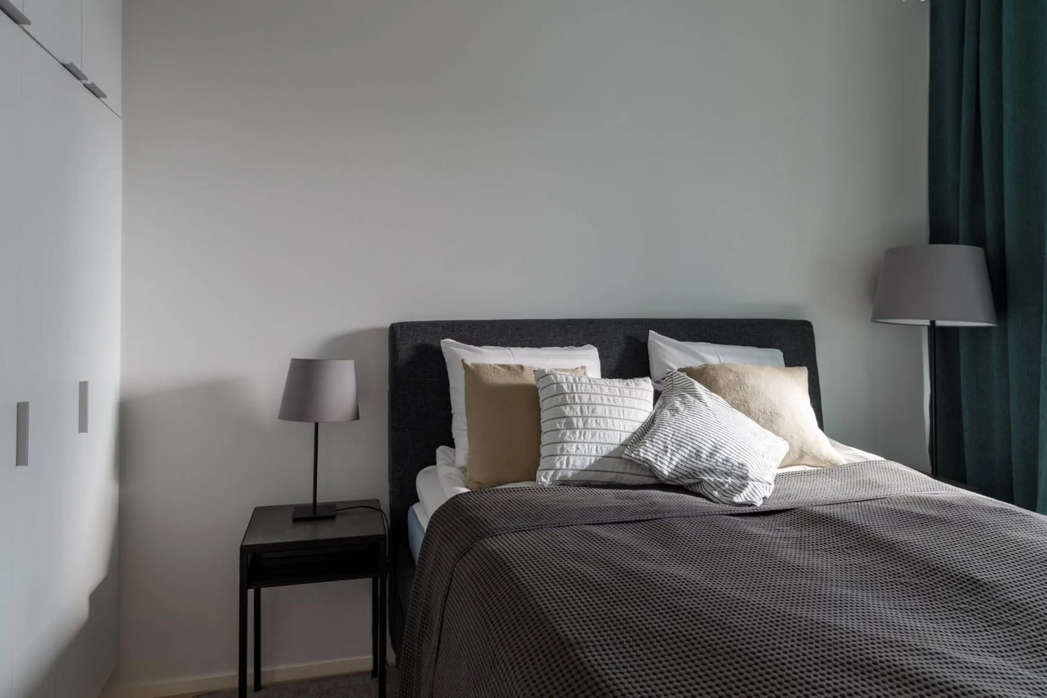Bed in ULEABO Neat 48 m2 two-room flat with sauna
