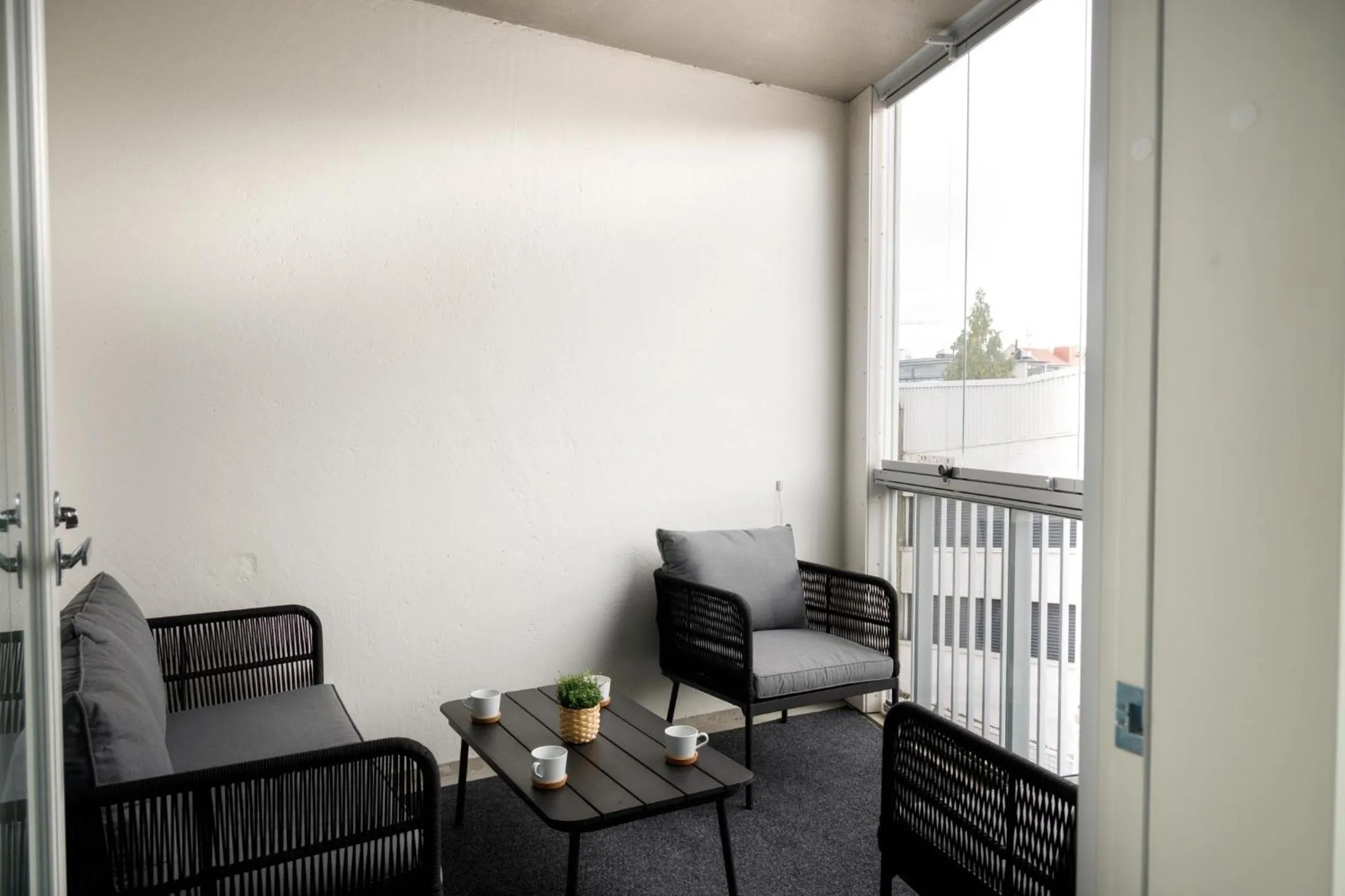 Balcony/Terrace in ULEABO Neat 48 m2 two-room flat with sauna
