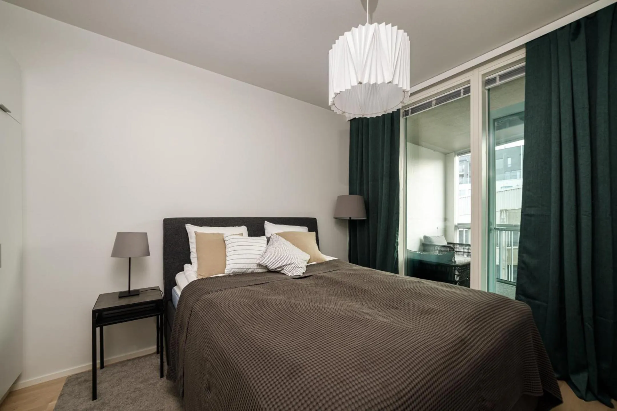 Bed in ULEABO Neat 48 m2 two-room flat with sauna