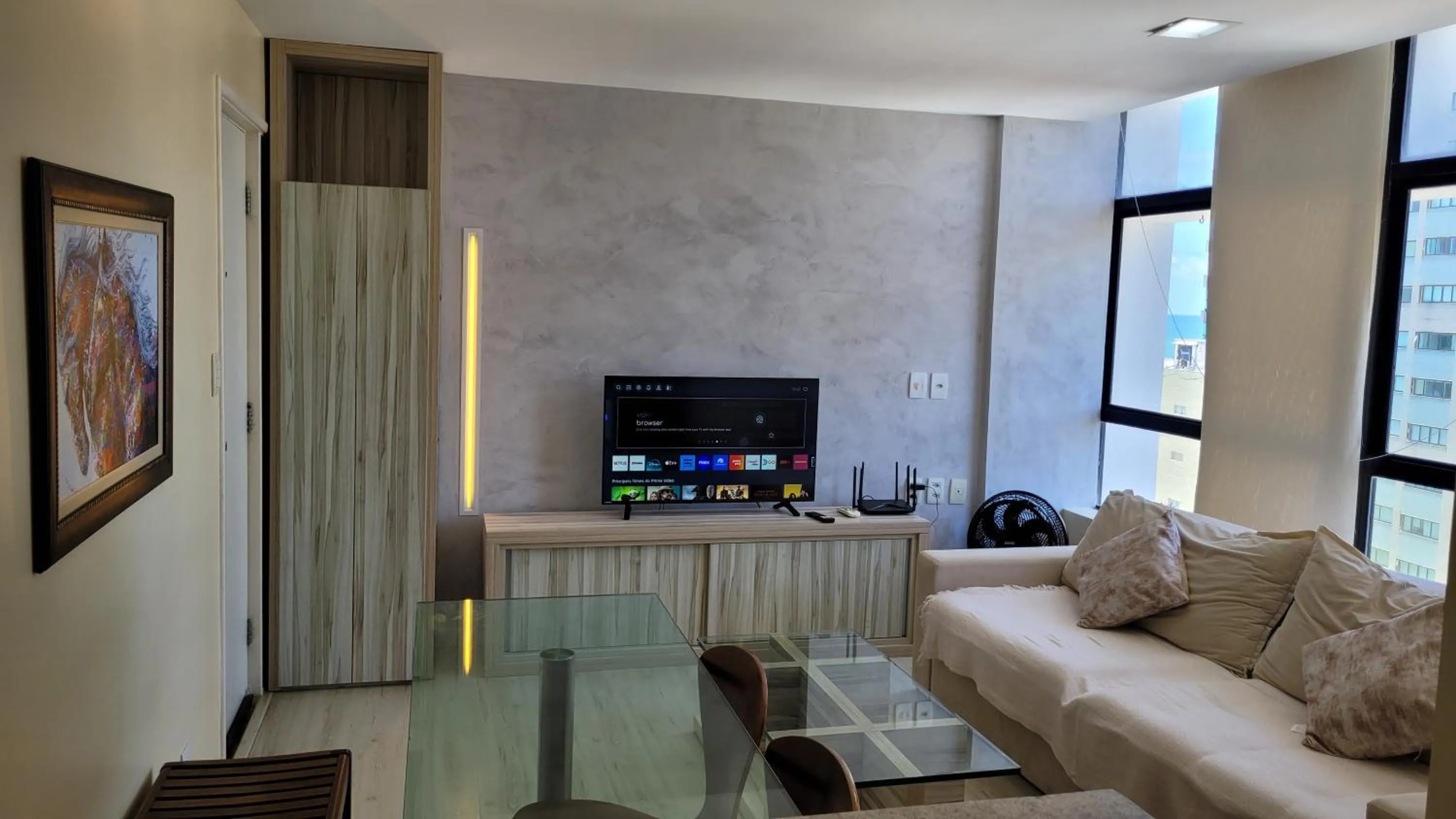 TV and multimedia in Apartamento com vista p Mar, e Piscina na Cobertura do Prédio