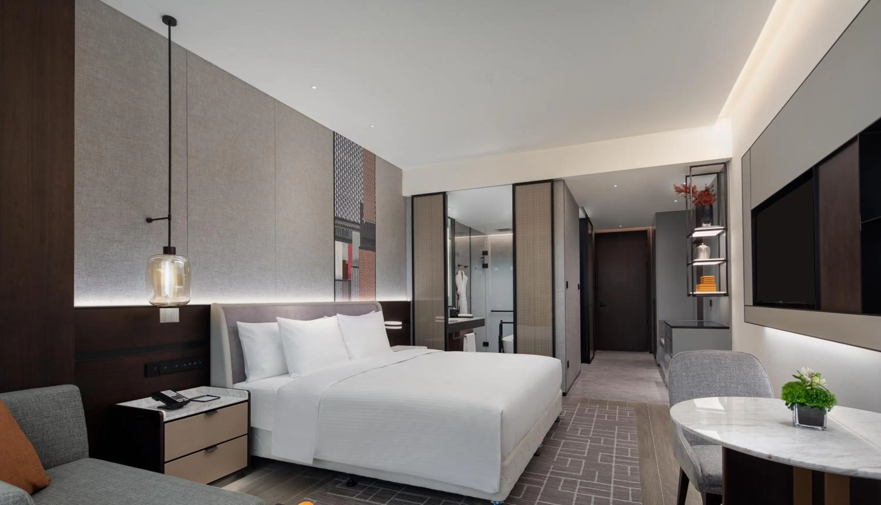 Bedroom, Bed in Wanda Jin Xiaohe Xincheng