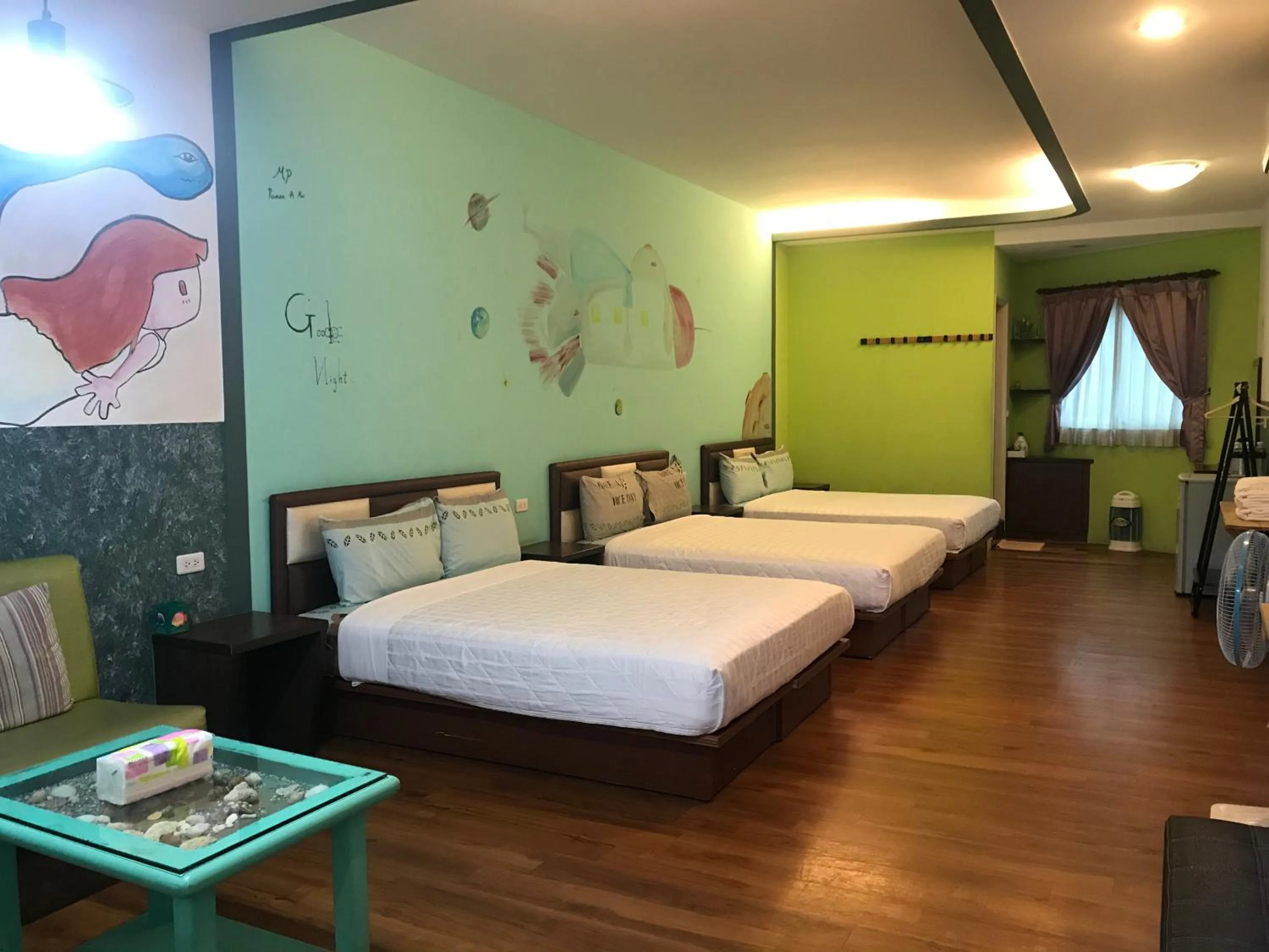 Bed in 墾丁貝殼灣旅店