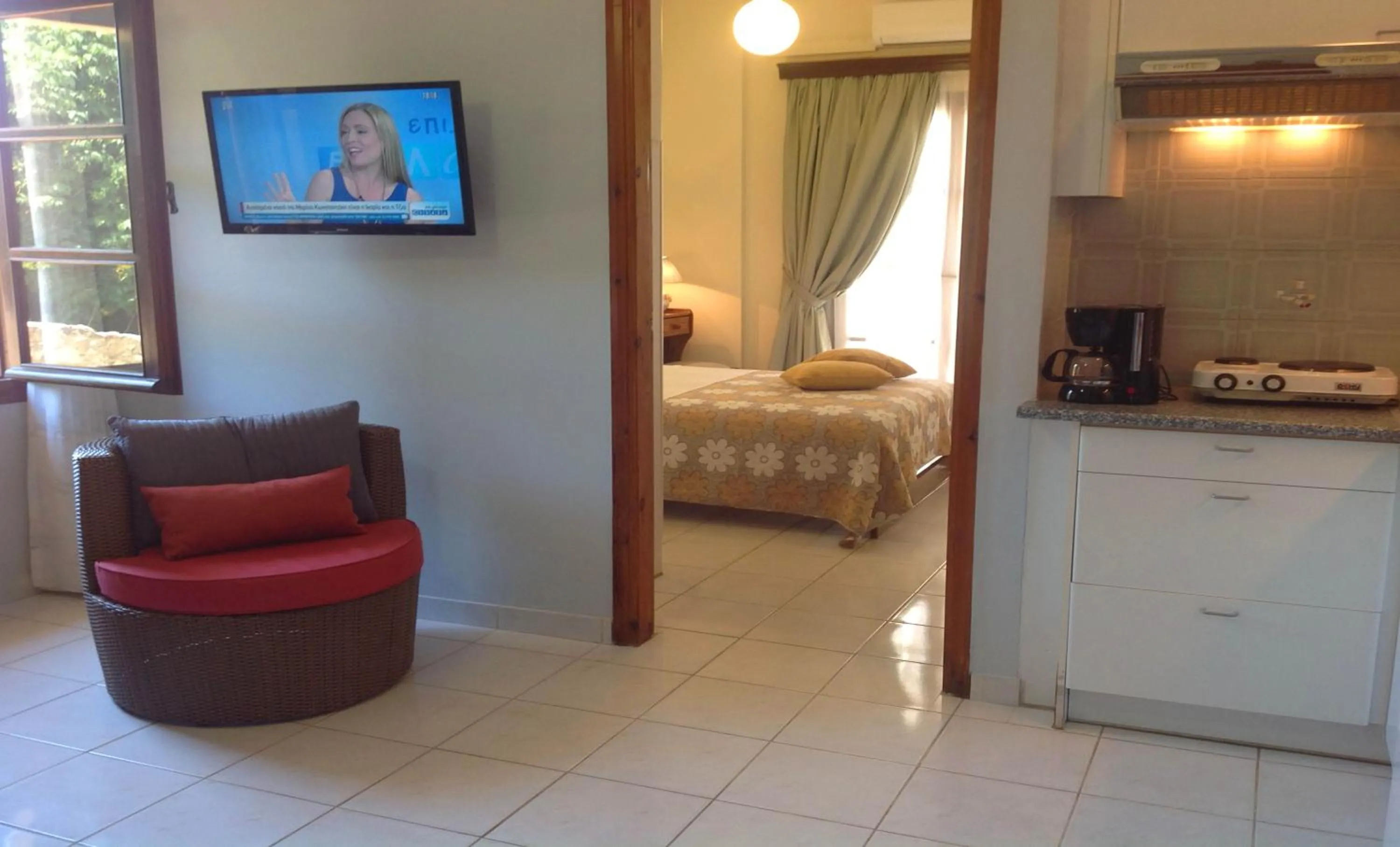 Kitchen or kitchenette, Bed in Asterias Studios & Apartments