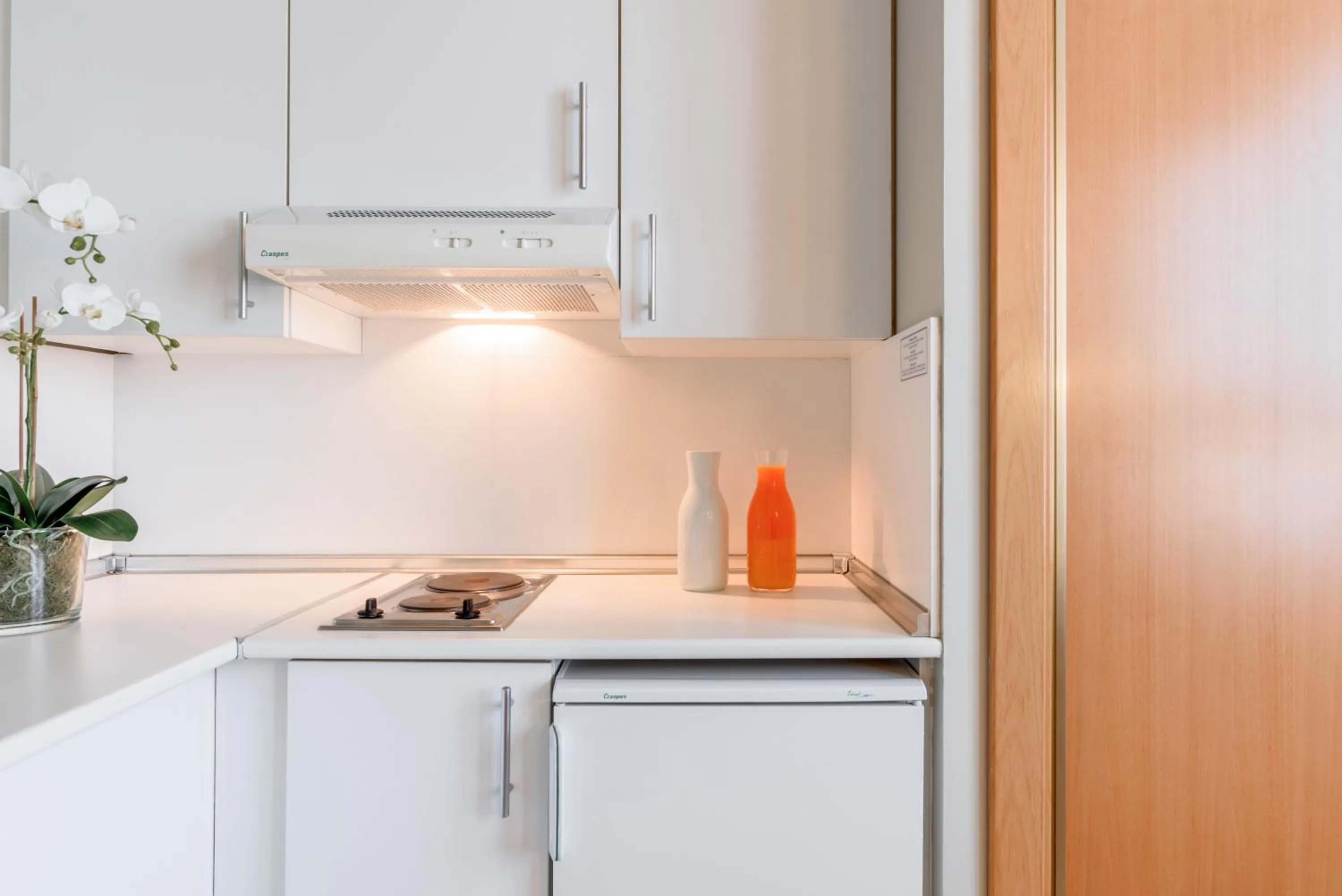 Kitchen or kitchenette in Aparthotel Exe Campus San Mamés