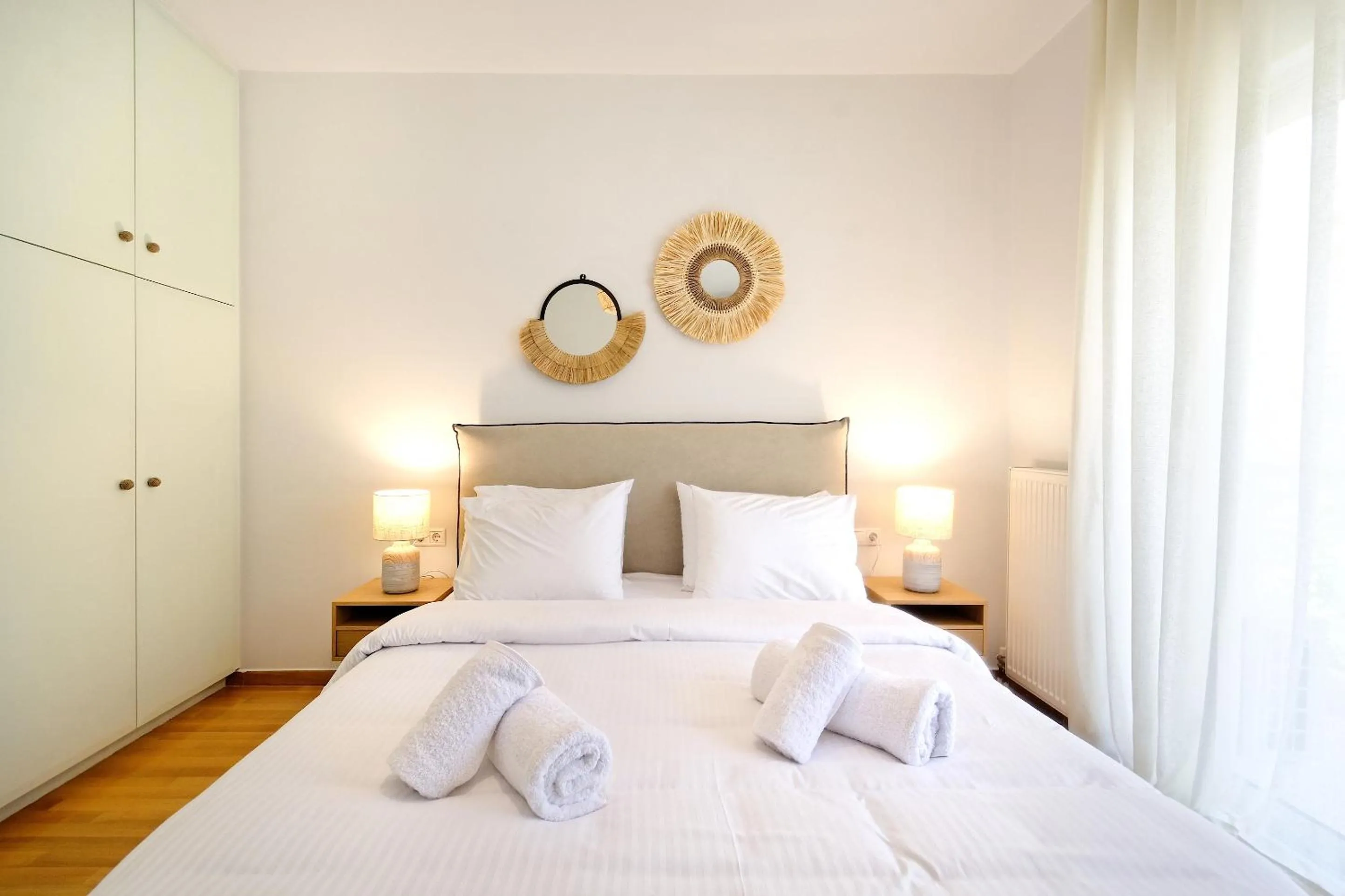 Bed in Triplex Villa Gardenia Glyfada sea view
