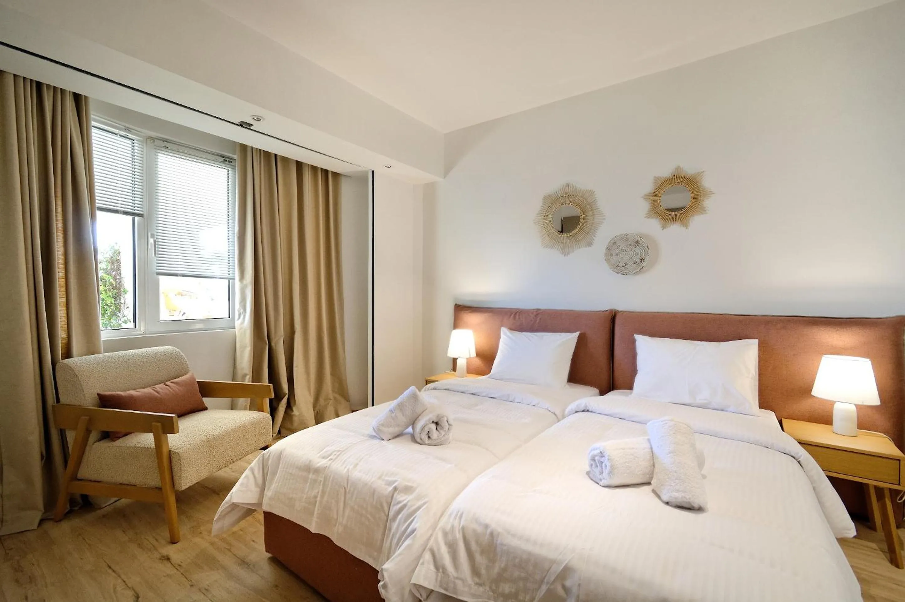 Bed in Triplex Villa Gardenia Glyfada sea view