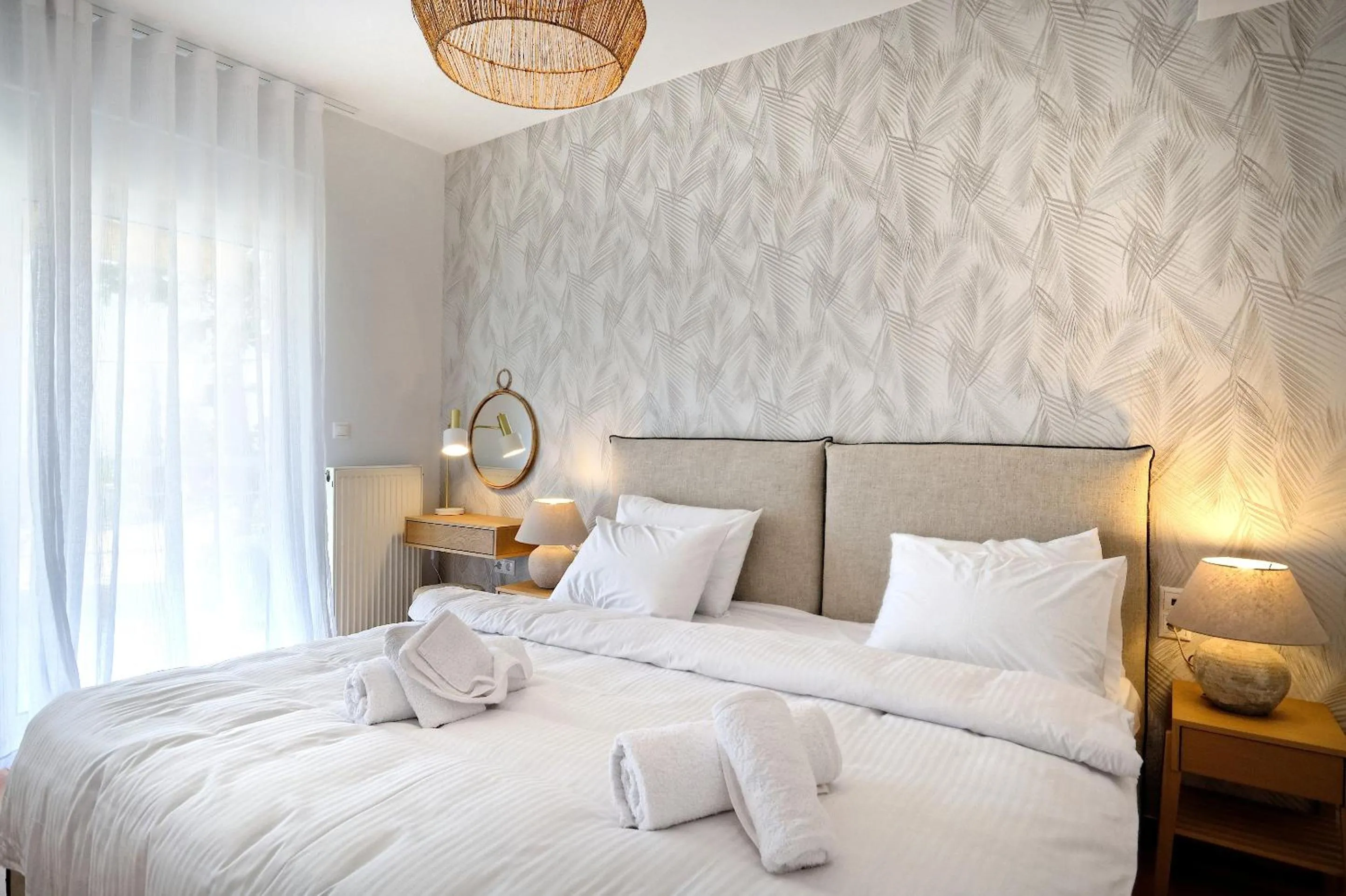 Bed in Triplex Villa Gardenia Glyfada sea view