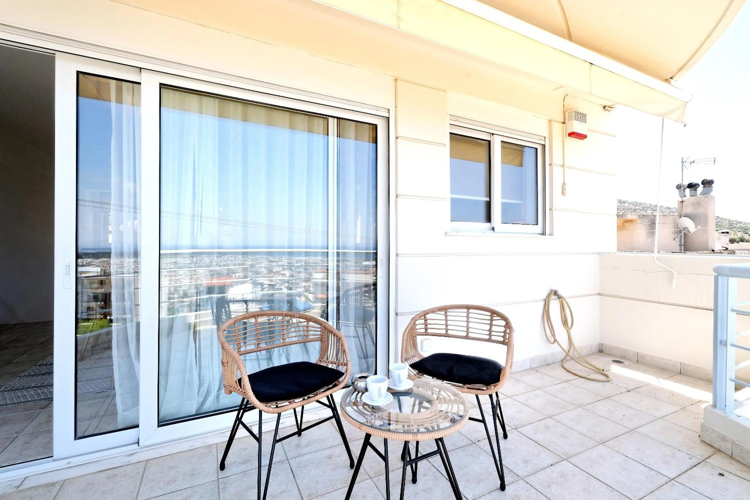 Balcony/Terrace in Triplex Villa Gardenia Glyfada sea view