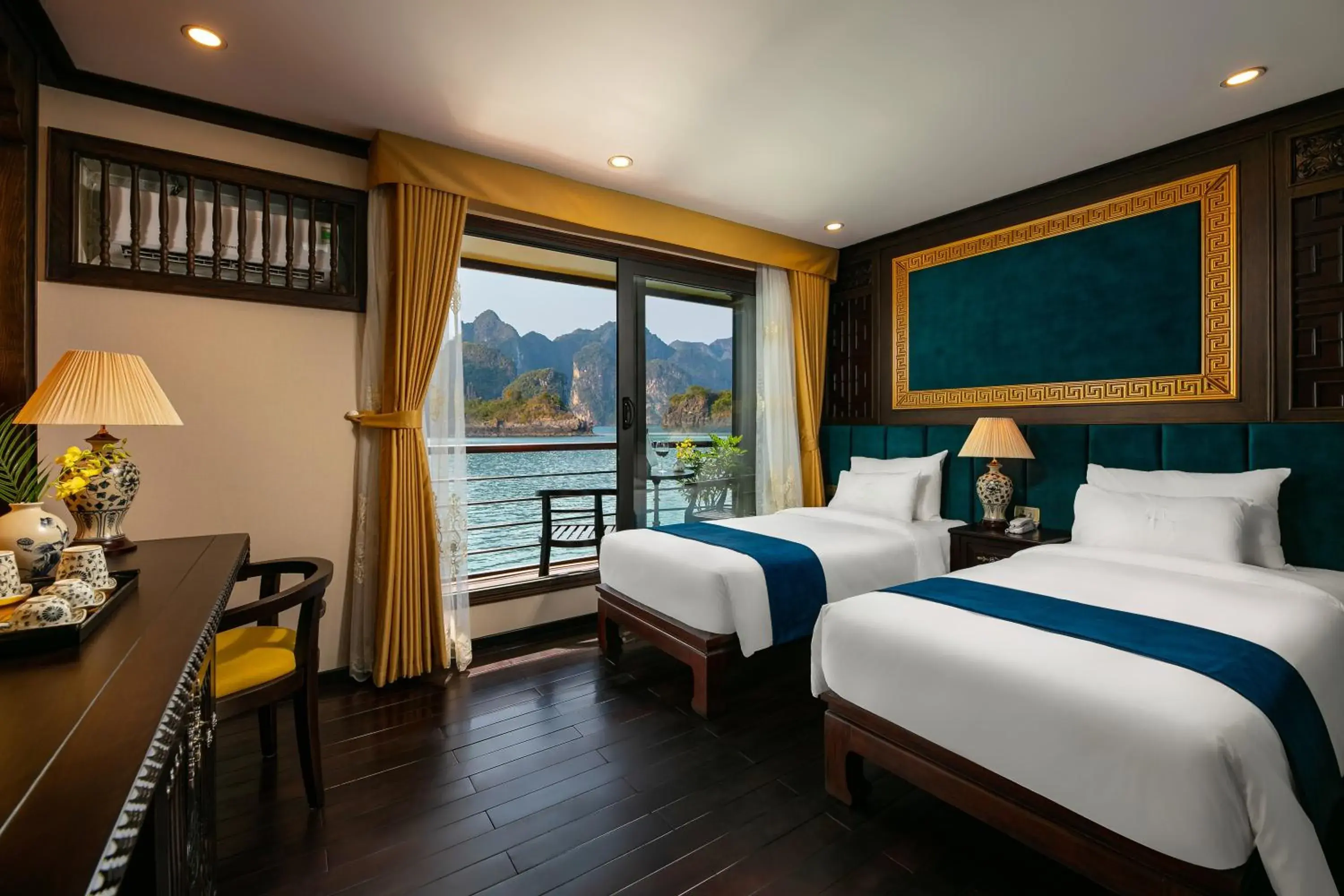 Queen Suite with Sea View - single occupancy in Nostalgia Halong Cruise Queen Suite with Sea View - single occupancy in Nostalgia Halong Cruise