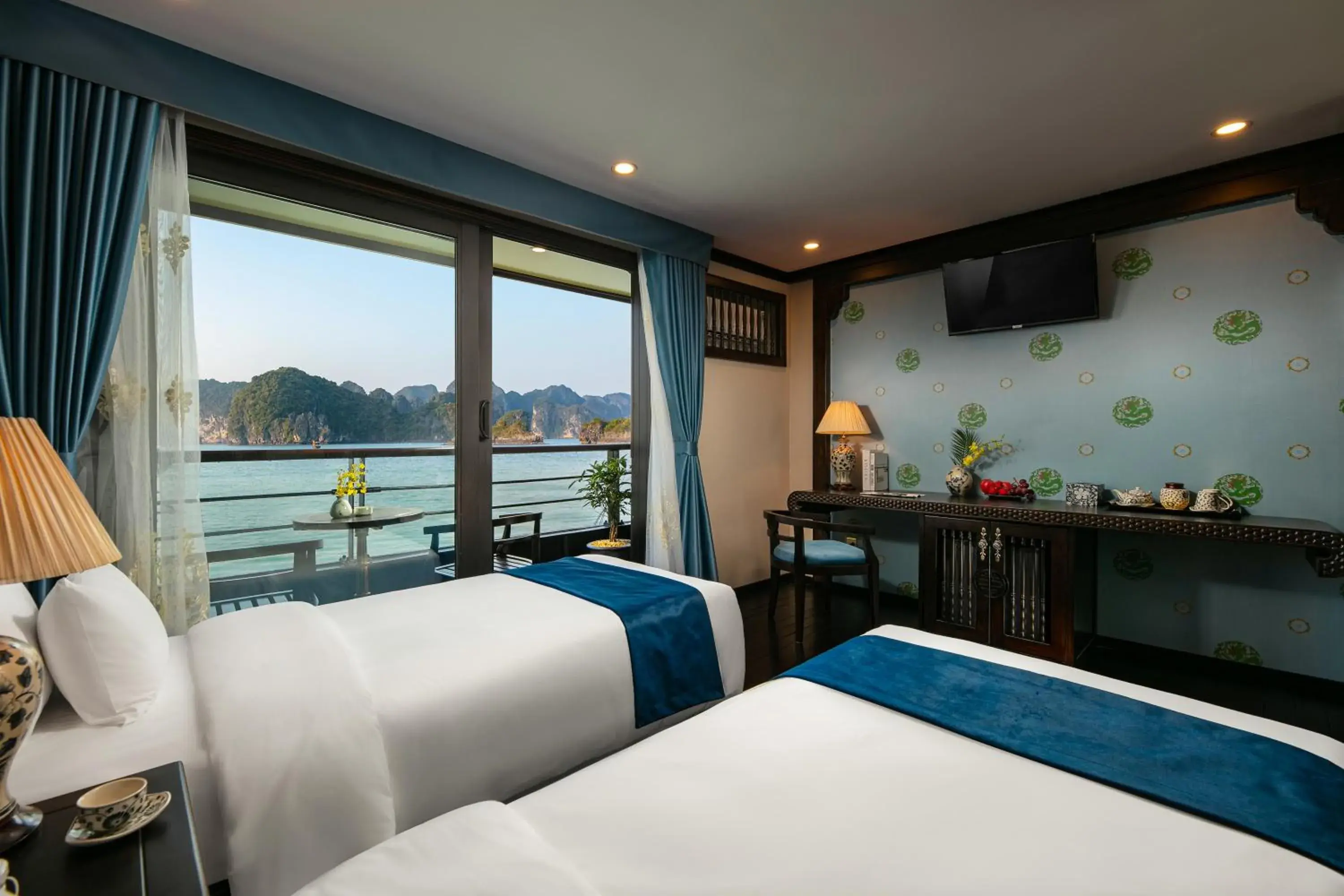 Family Room with Balcony in Nostalgia Halong Cruise Family Room with Balcony in Nostalgia Halong Cruise