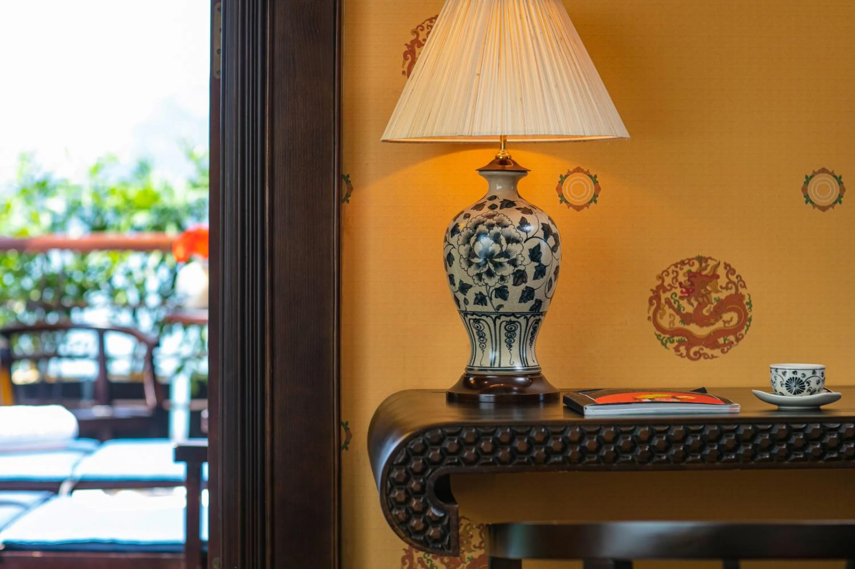 Seating area in Nostalgia Halong Cruise