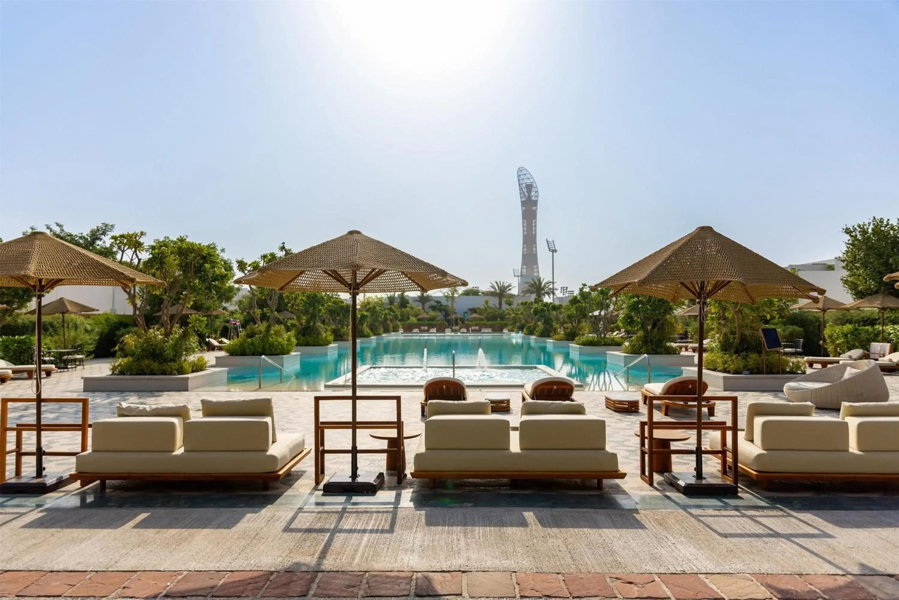 Pool view in Maysan Doha, LXR Hotels & Resorts Pool view in Maysan Doha, LXR Hotels & Resorts