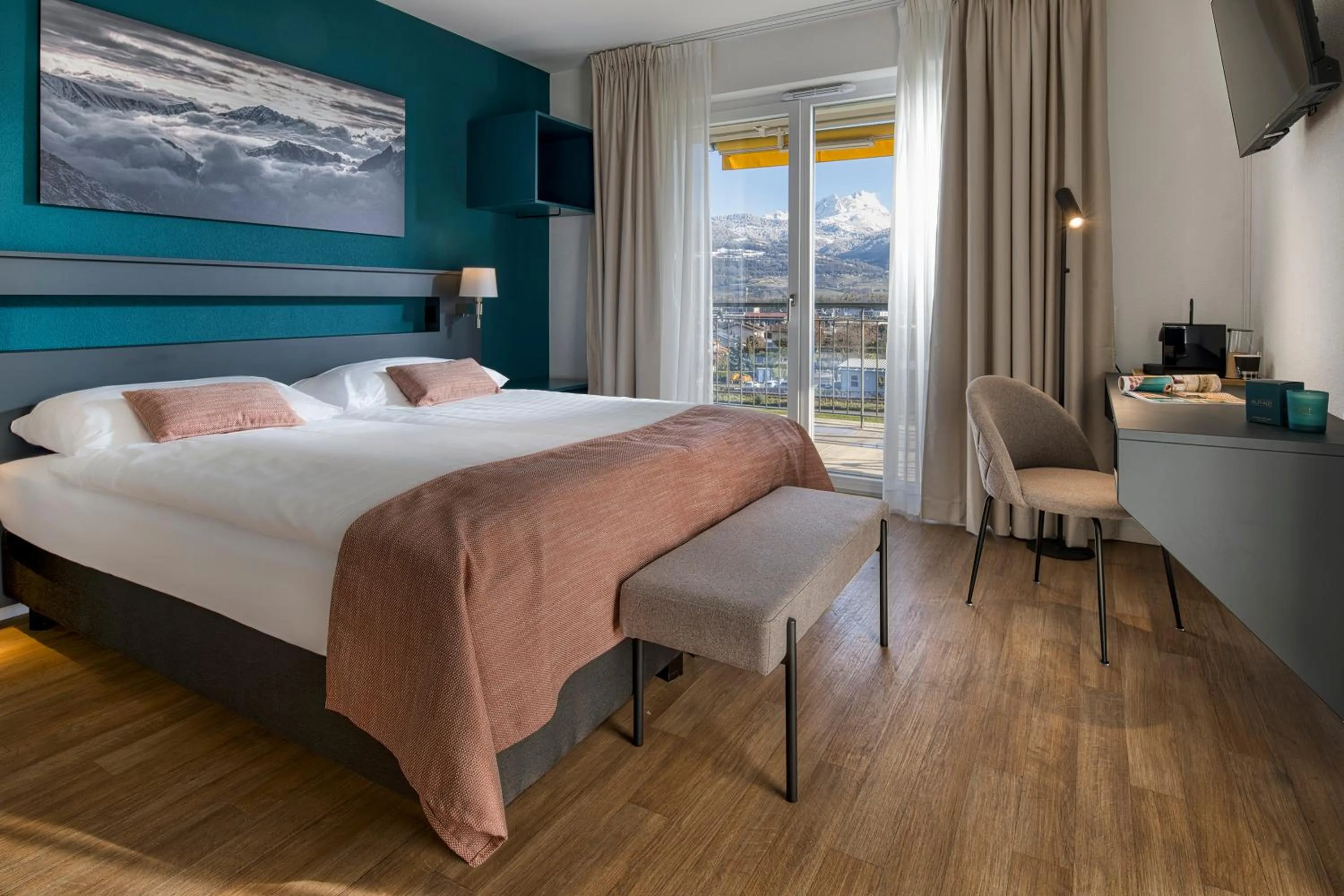 Photo of the whole room, Bed in Alp Art Hotel Monthey