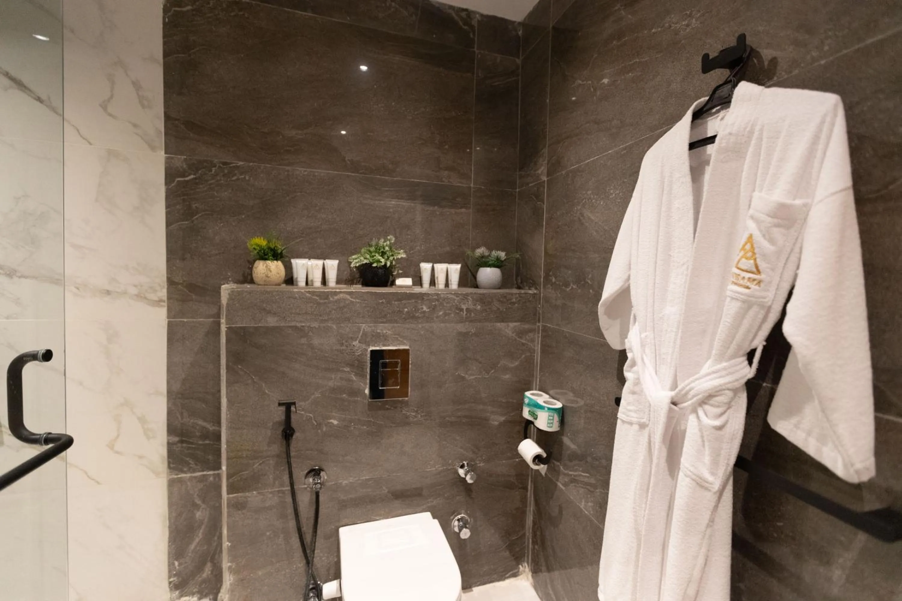 Shower in PANORAMA view pyramids