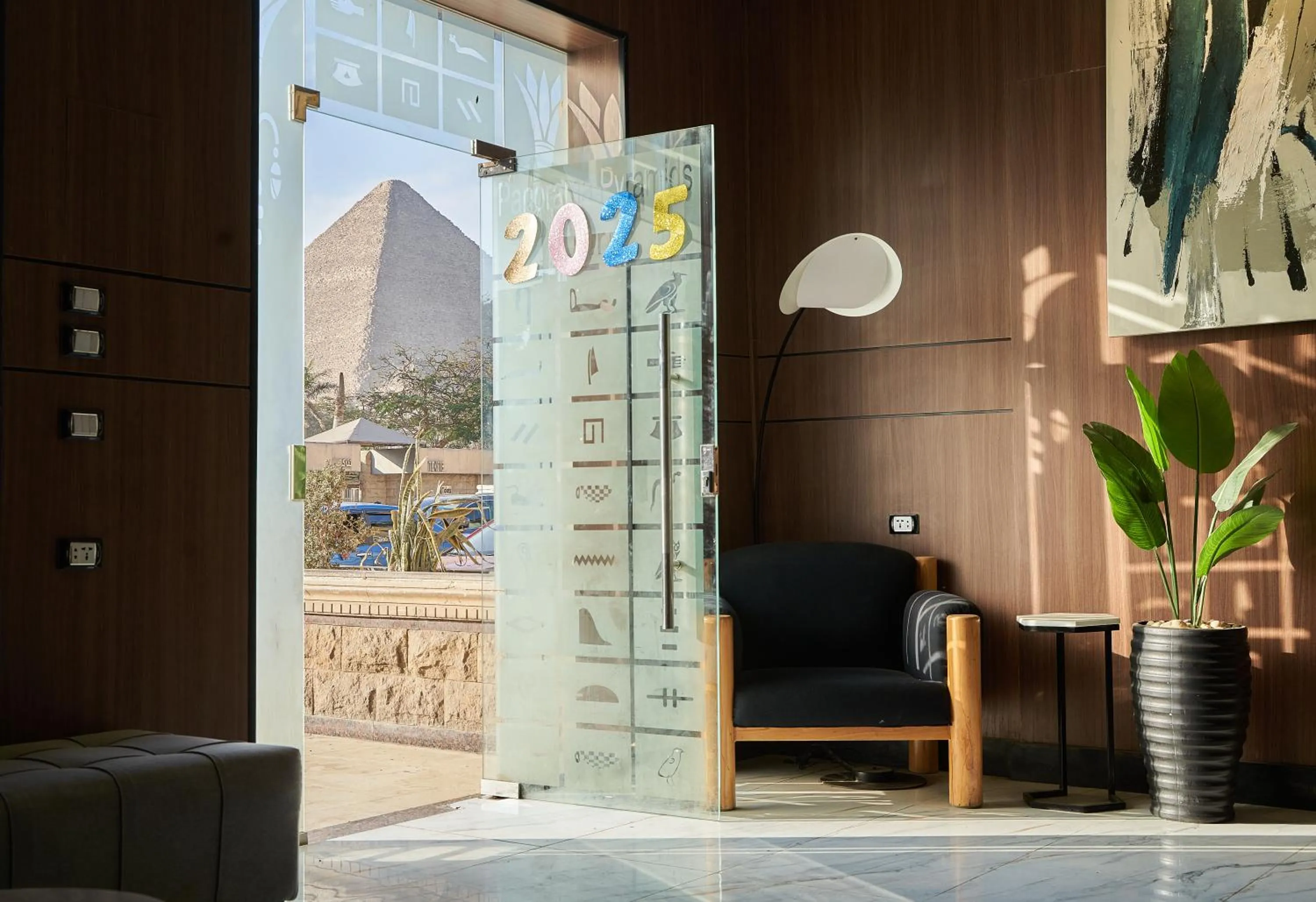 Lobby or reception in PANORAMA view pyramids