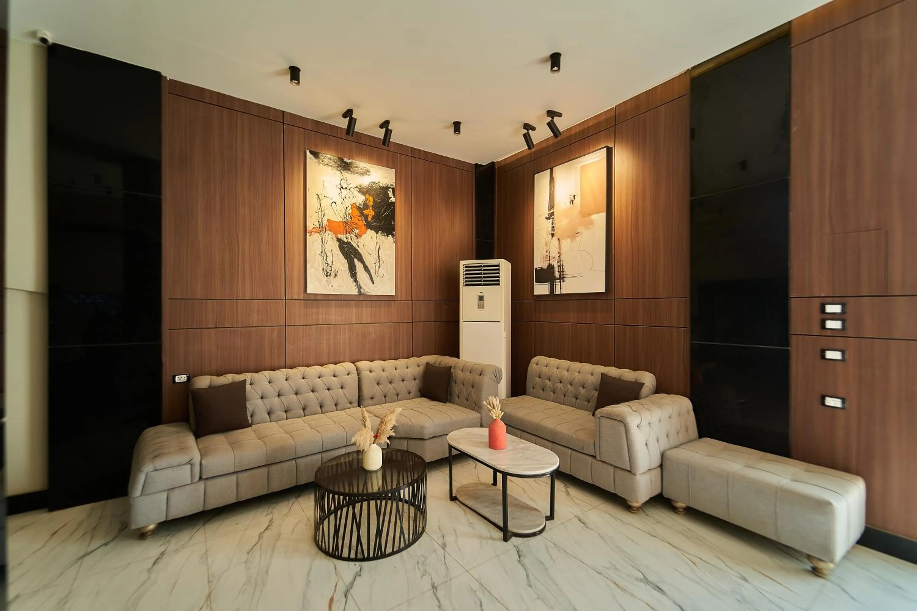 Lobby or reception in PANORAMA view pyramids