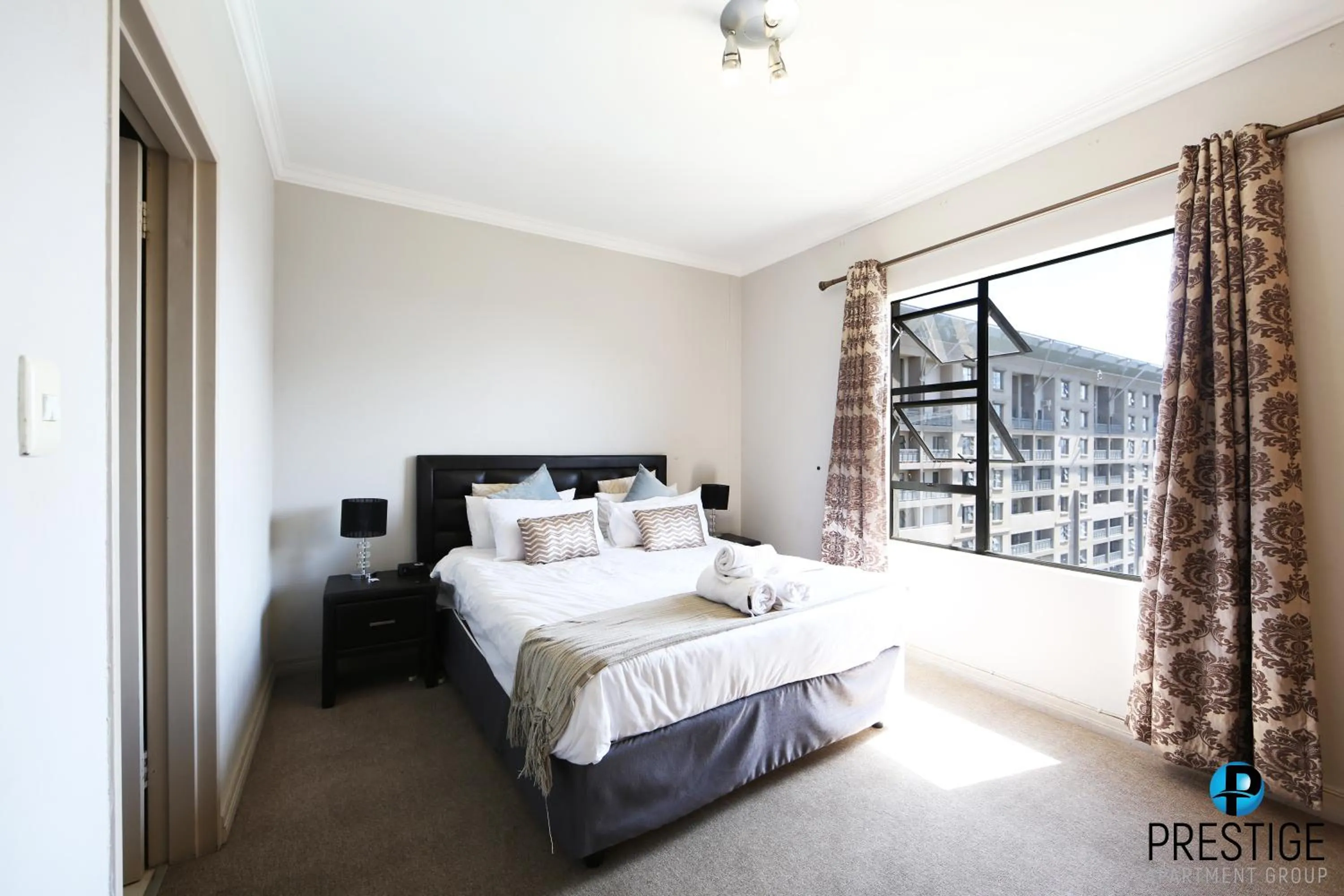 Bedroom, Bed in Prestige Apartments Sandton at Westpoint