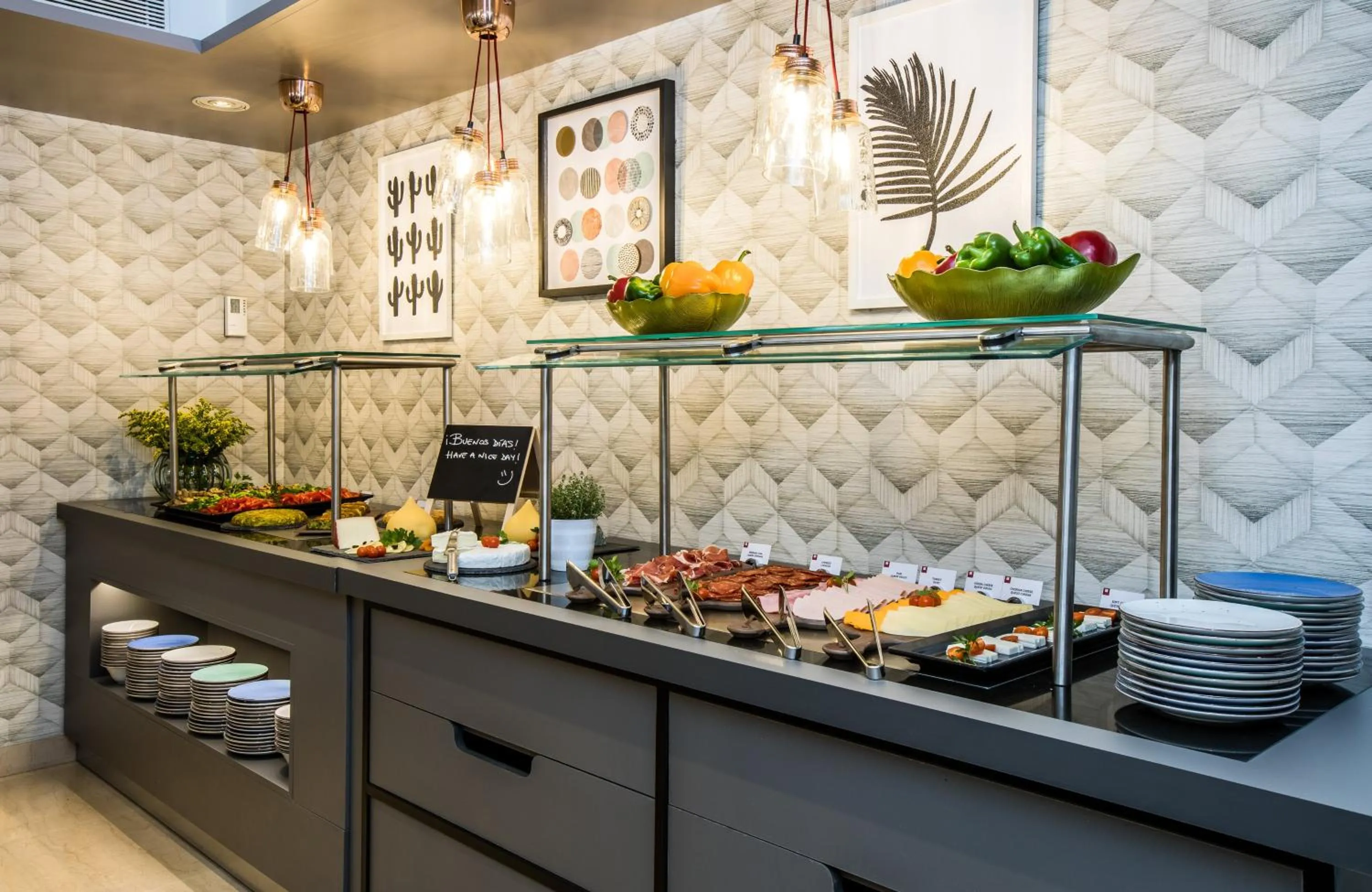 Buffet breakfast in Leonardo Hotel Barcelona Gran Via