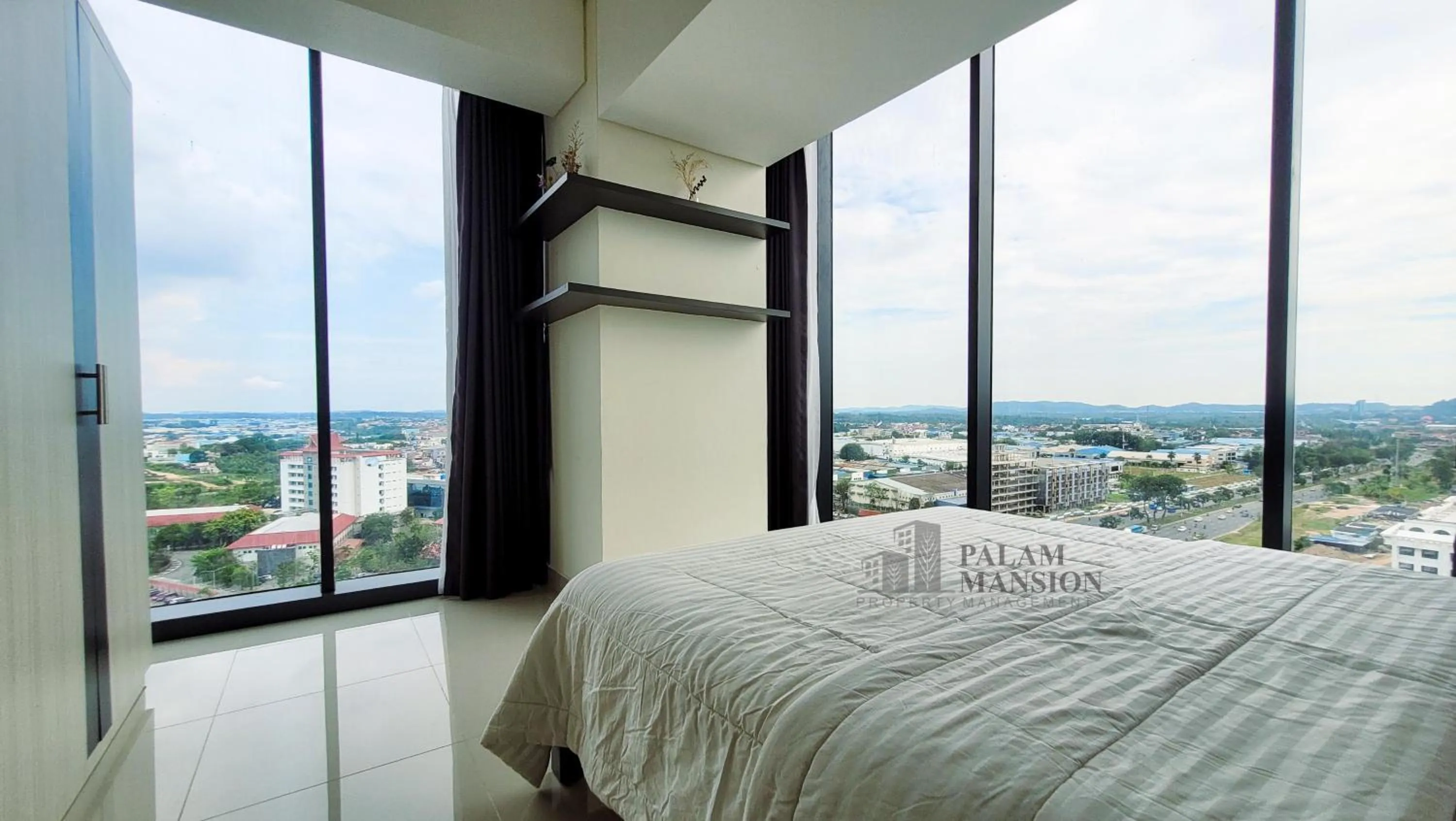 Bed in Palam Mansion at Meisterstadt Pollux Habibie Apartment