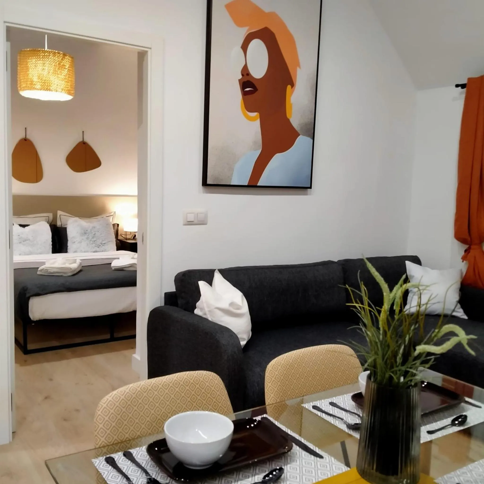 Living room, Bed in Residencial Alcoy