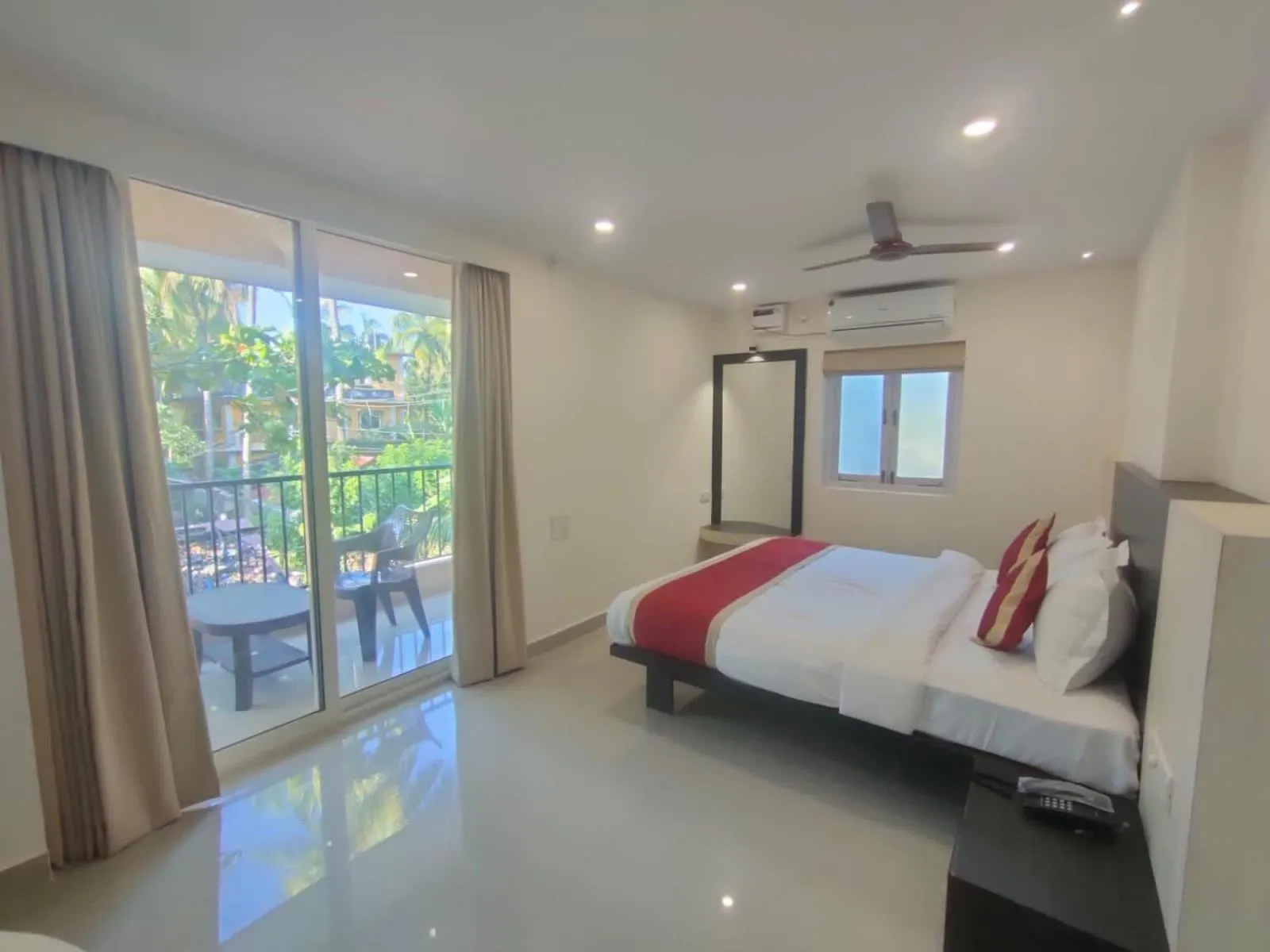 View (from property/room), Bed in Kay's Calangute Resort Service Apartments - Near Calangute Beach